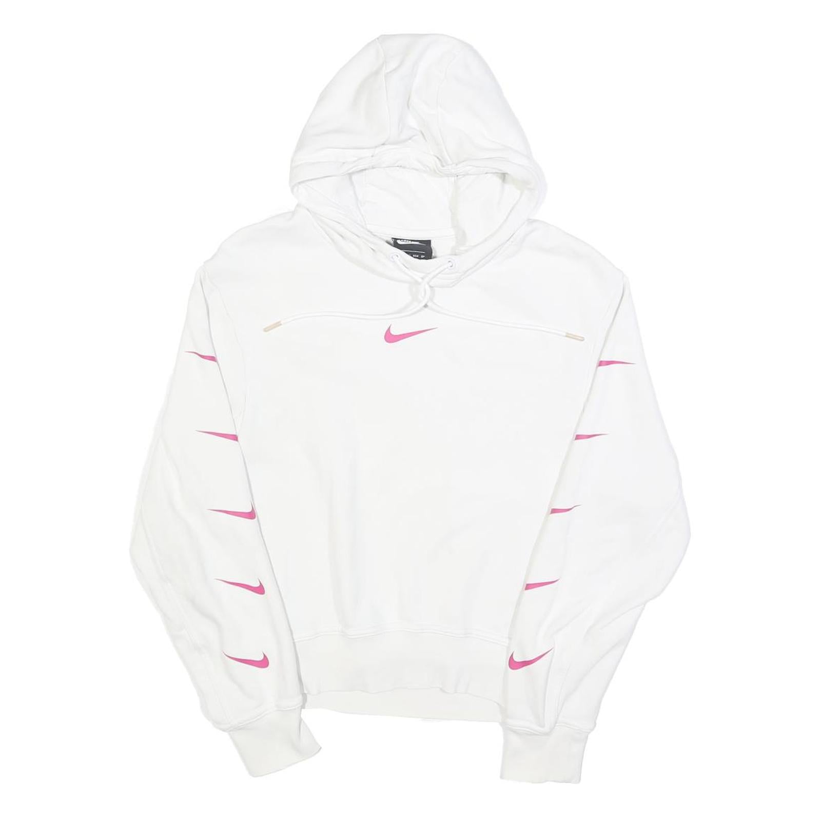 NIKE Womens White & Pink Hoodie XS Cotton Blend Pullover Sports Sweatshirt Refurbished - N/A refurbished available on Cerqular