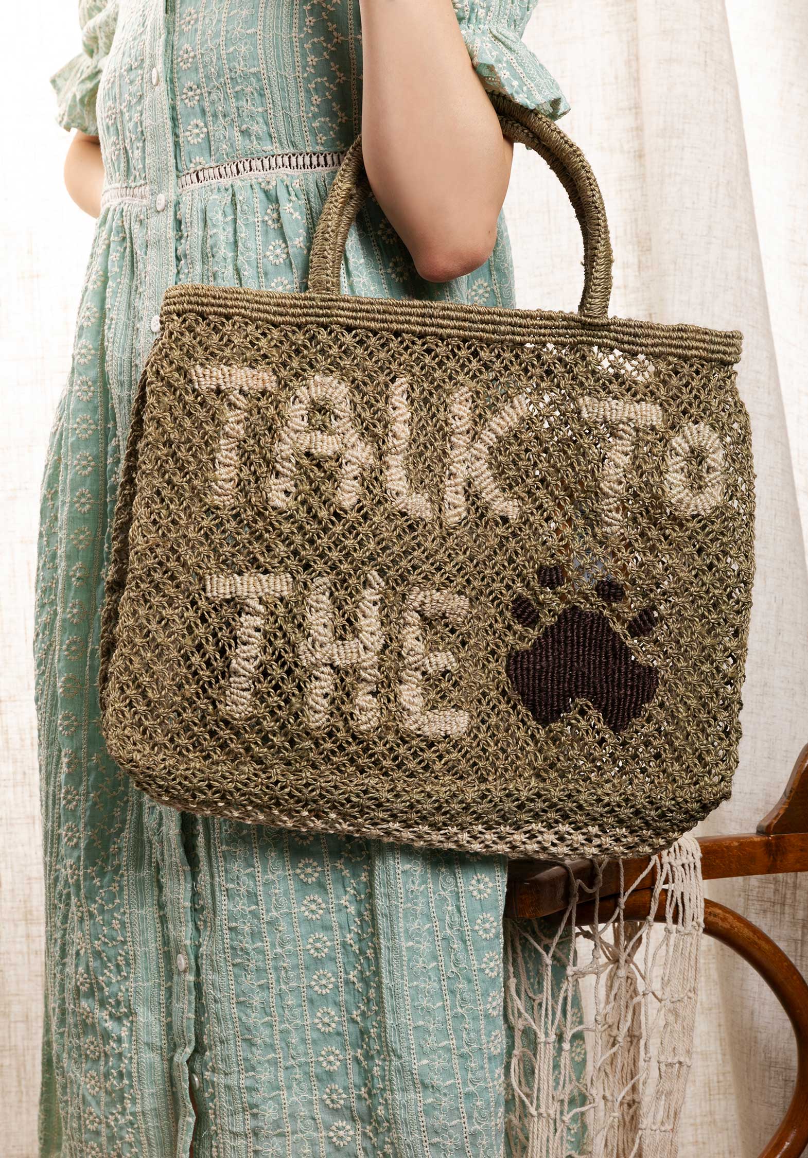 Beach Bag Talk To The Paw Khaki | Color: KHAKI | Size: U Refurbished - Rue Madame is a known brand, and the standardized name is " refurbished available on Cerqular