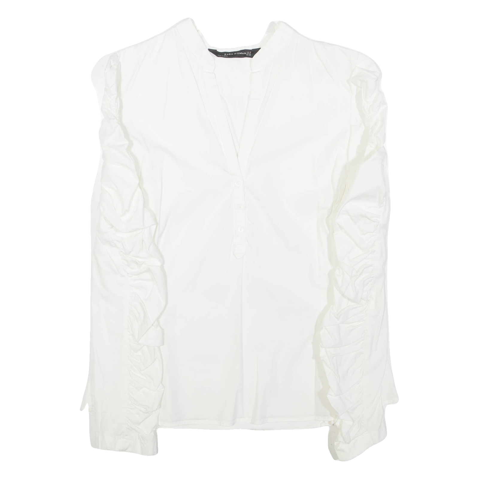 Buy ZARA Womens Ruffle Shirt White V-Neck Long Sleeve S Refurbished - $16.89 ZARA Womens Ruffle Shirt White V-Neck Long Sleeve S Refurbished - N/A refurbished available on Cerqular