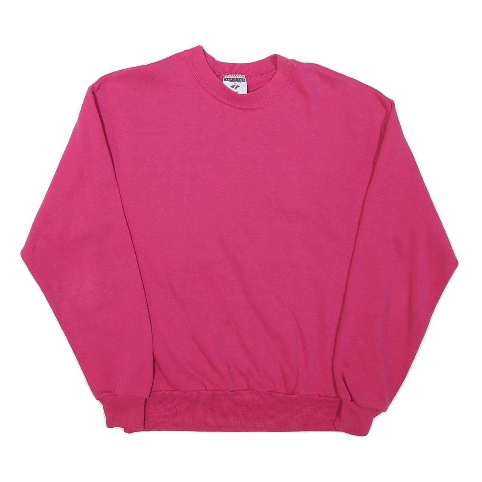 JERZEES Womens Pink Crew Neck Sweatshirt M Plain Cotton Blend Pullover Refurbished - N/A refurbished available on Cerqular