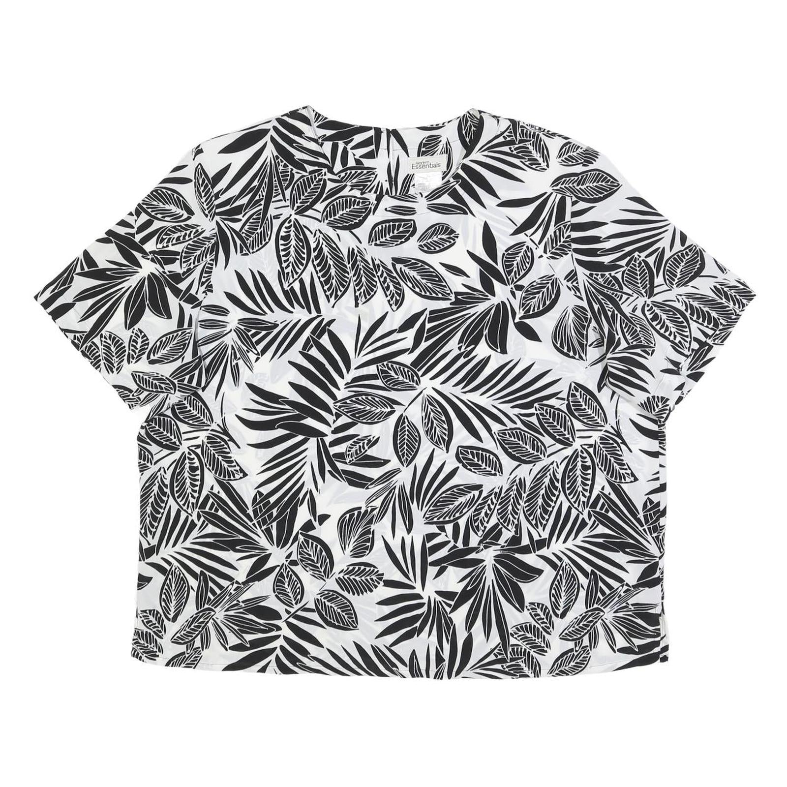MODERN ESSENTIALS Womens Black & White Printed Short Sleeve Round Neck Top XL Refurbished - N/A refurbished available on Cerqular