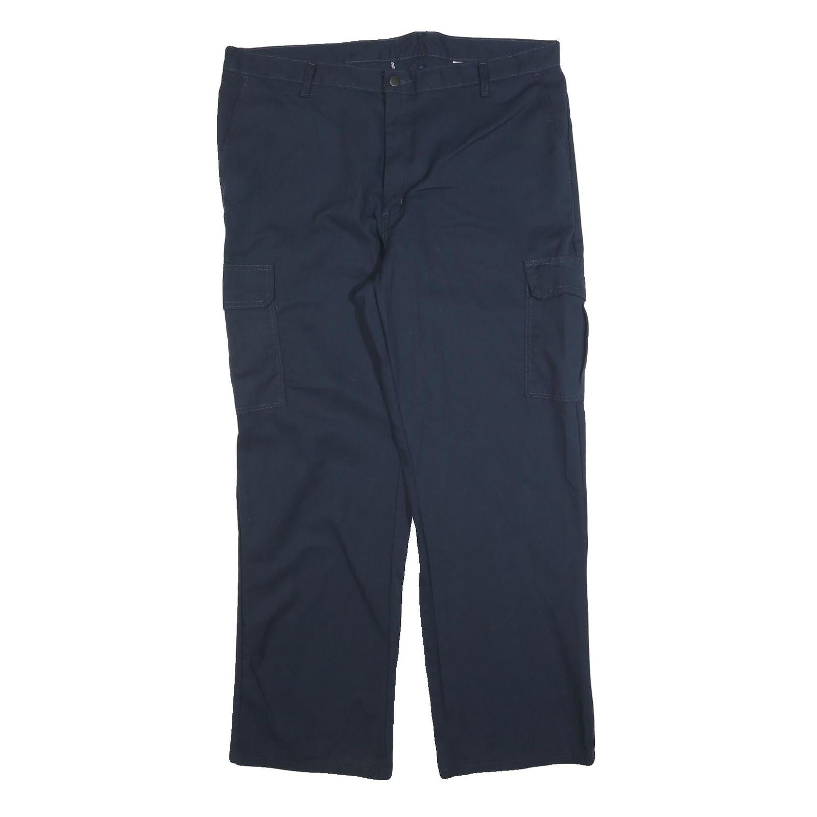 RED KAP Mens Cotton Blend Blue Regular Fit Cargo Trousers W40 L32 Workwear Refurbished - N/A refurbished available on Cerqular