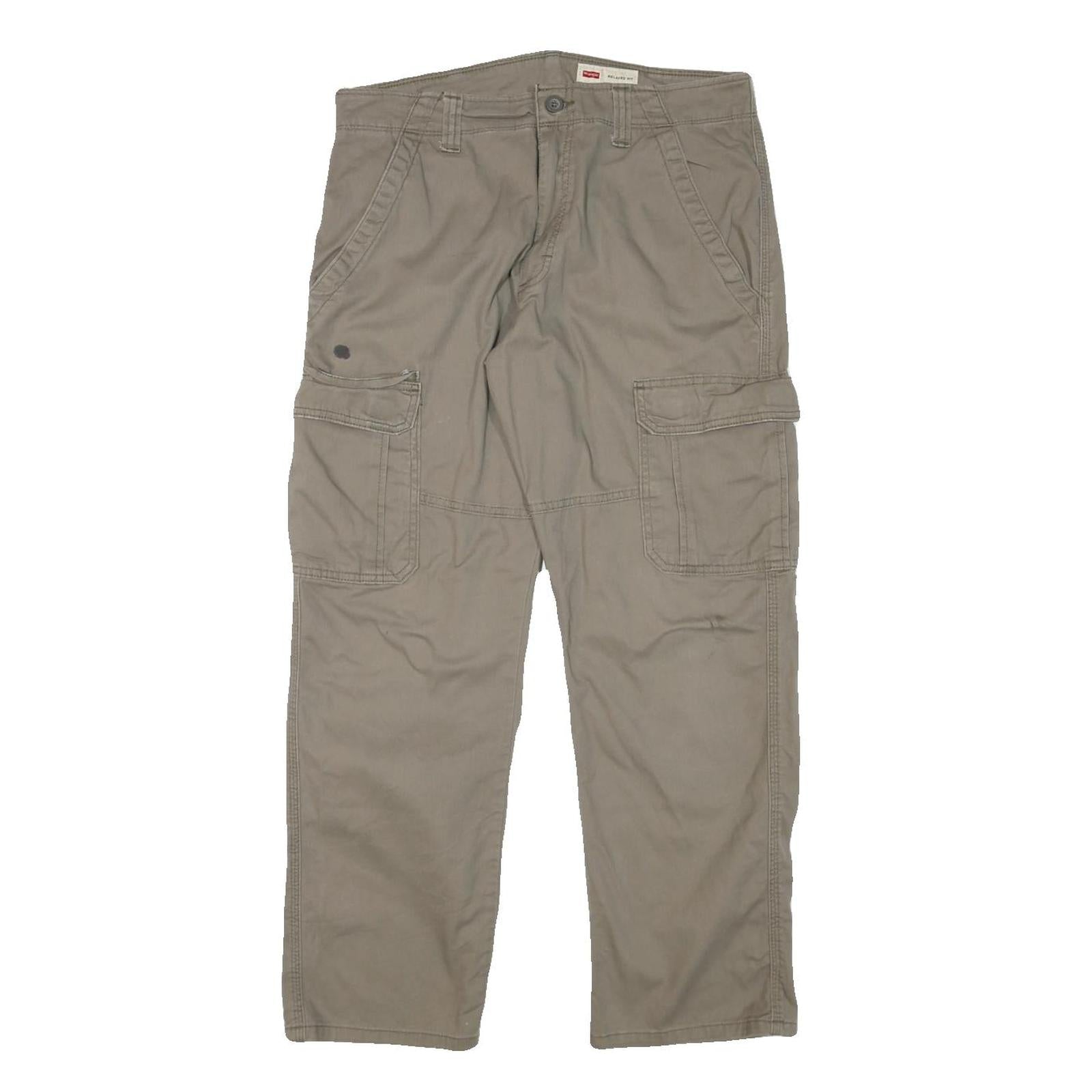 WRANGLER Mens Relaxed Cargo Cotton Blend Beige Trousers W32 L28 Casual Workwear Refurbished - N/A refurbished available on Cerqular