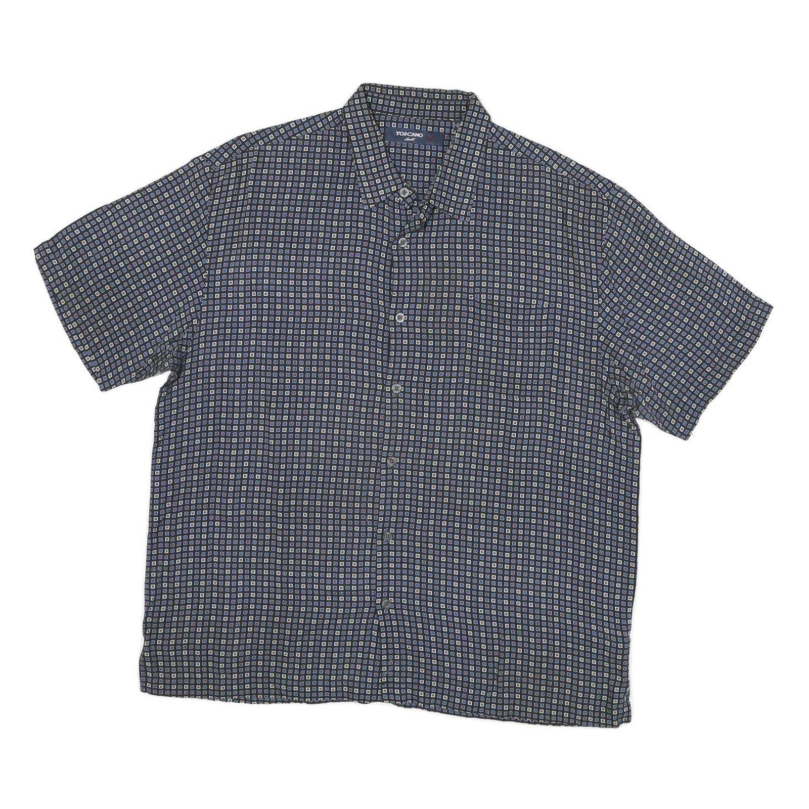 TOSCANO Mens Blue Rayon XL Patterned Short Sleeve Shirt Casual Summer Refurbished - N/A refurbished available on Cerqular