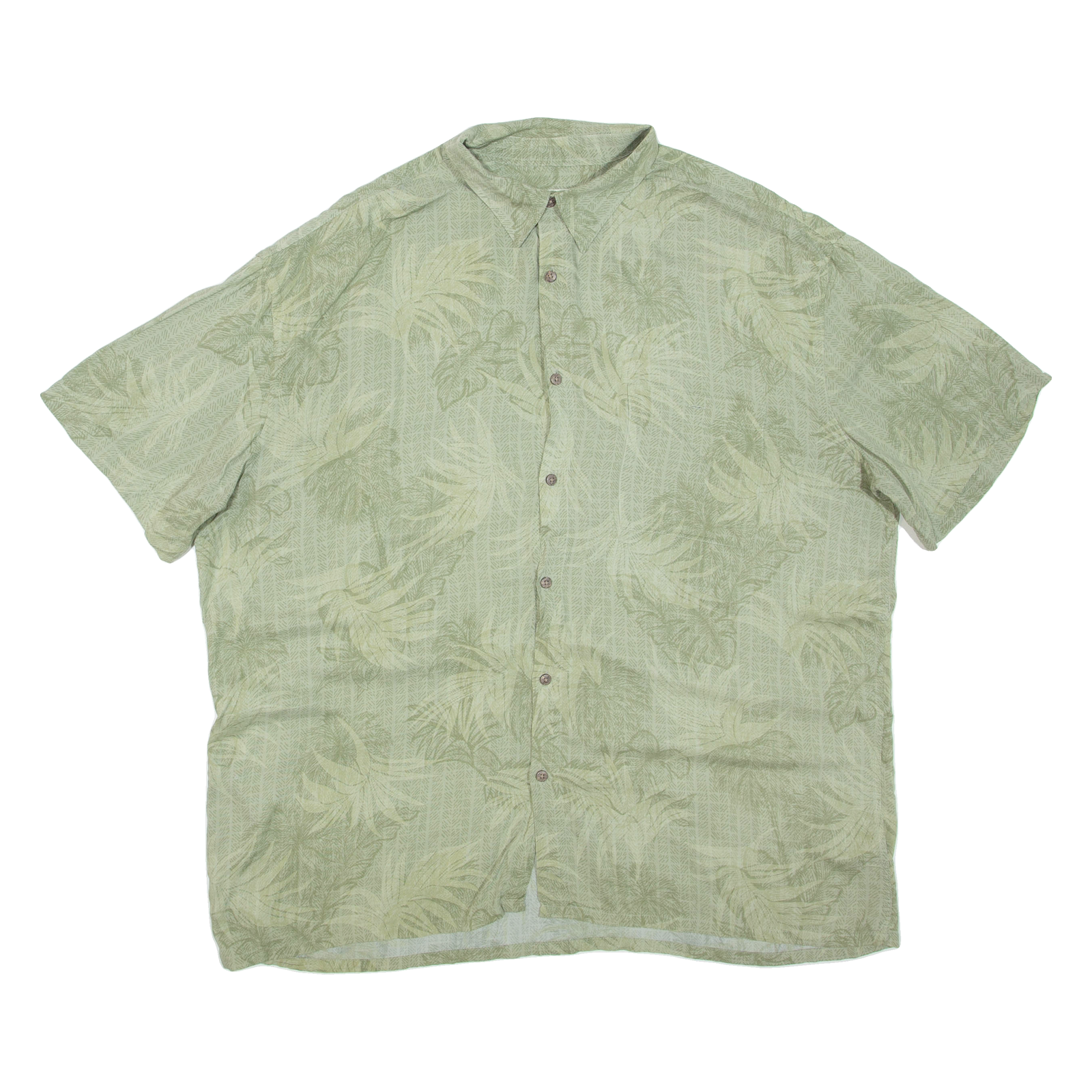 ISLAND SHARES Mens Hawaiian Shirt Green Floral 2XL Refurbished - N/A refurbished available on Cerqular