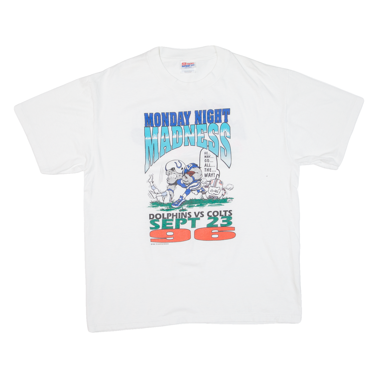 Buy HANES Dolphins Vs Colts Sep 23 96 Mens T-Shirt White 90s USA L Refurbished - $44.19 HANES Dolphins Vs Colts Sep 23 96 Mens T-Shirt White 90s USA L Refurbished - N/A refurbished available on Cerqular