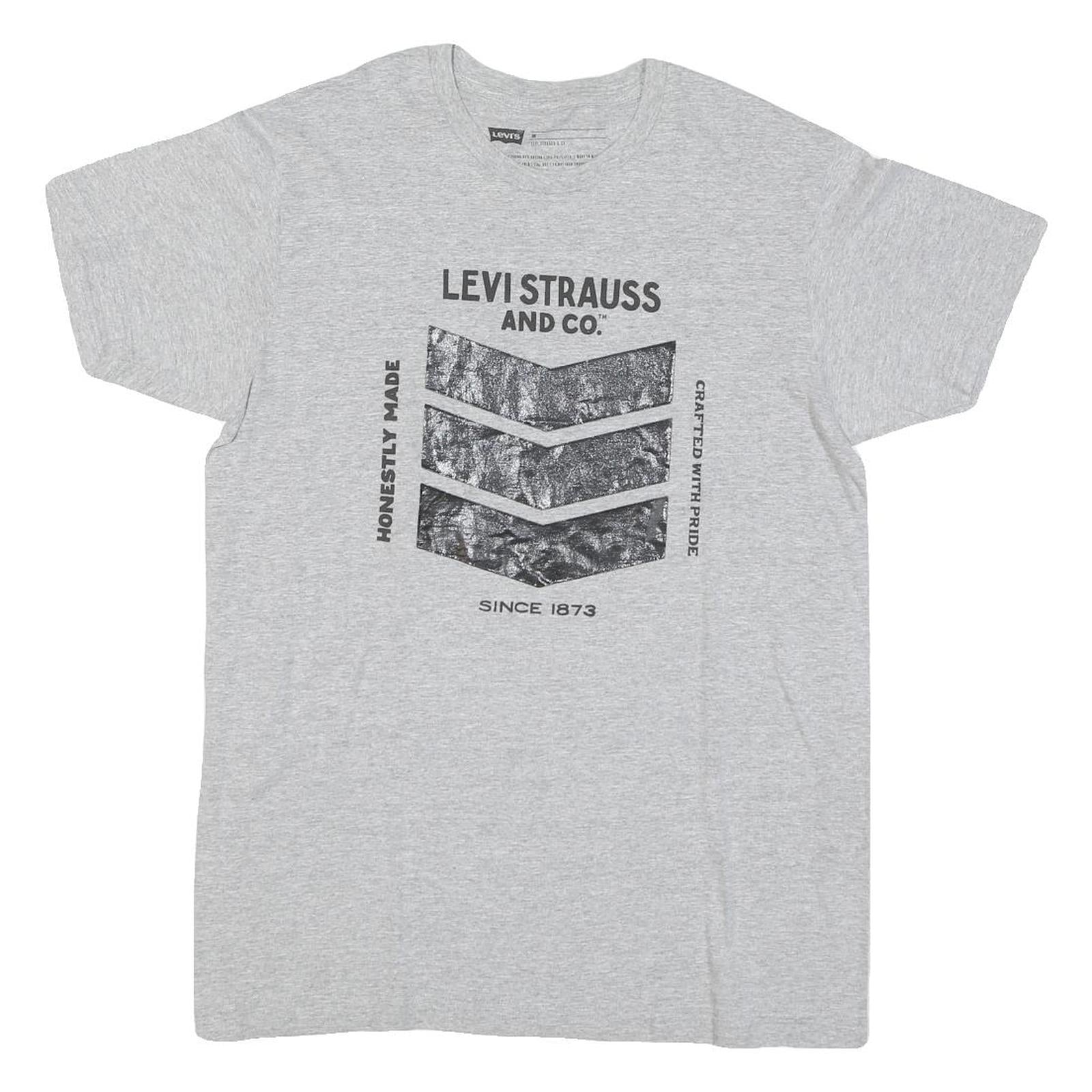 LEVI'S Mens Grey Graphic T-Shirt M Short Sleeve Crew Neck Cotton Blend Casual Refurbished - N/A refurbished available on Cerqular