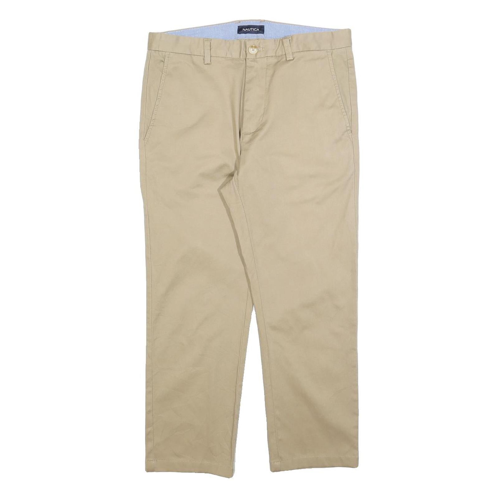 NAUTICA Mens Regular Fit Beige Cotton Blend Trousers W30 L24 Classic Zip Closure Refurbished - N/A refurbished available on Cerqular