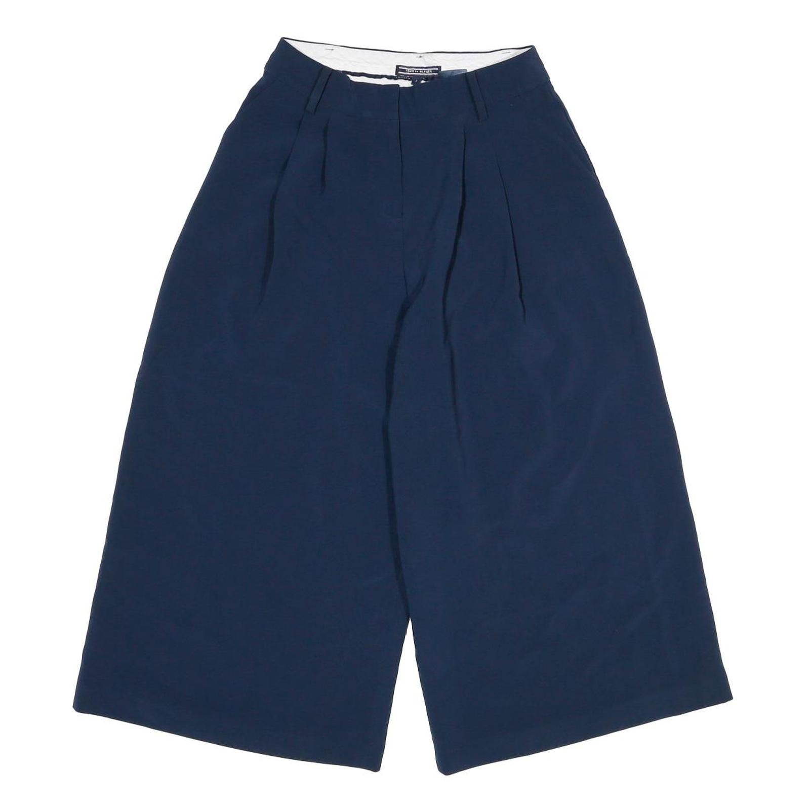 TOMMY HILFIGER Womens Navy Relaxed Wide-Leg Trousers Polyester Blend W24 L20 Refurbished - N/A refurbished available on Cerqular