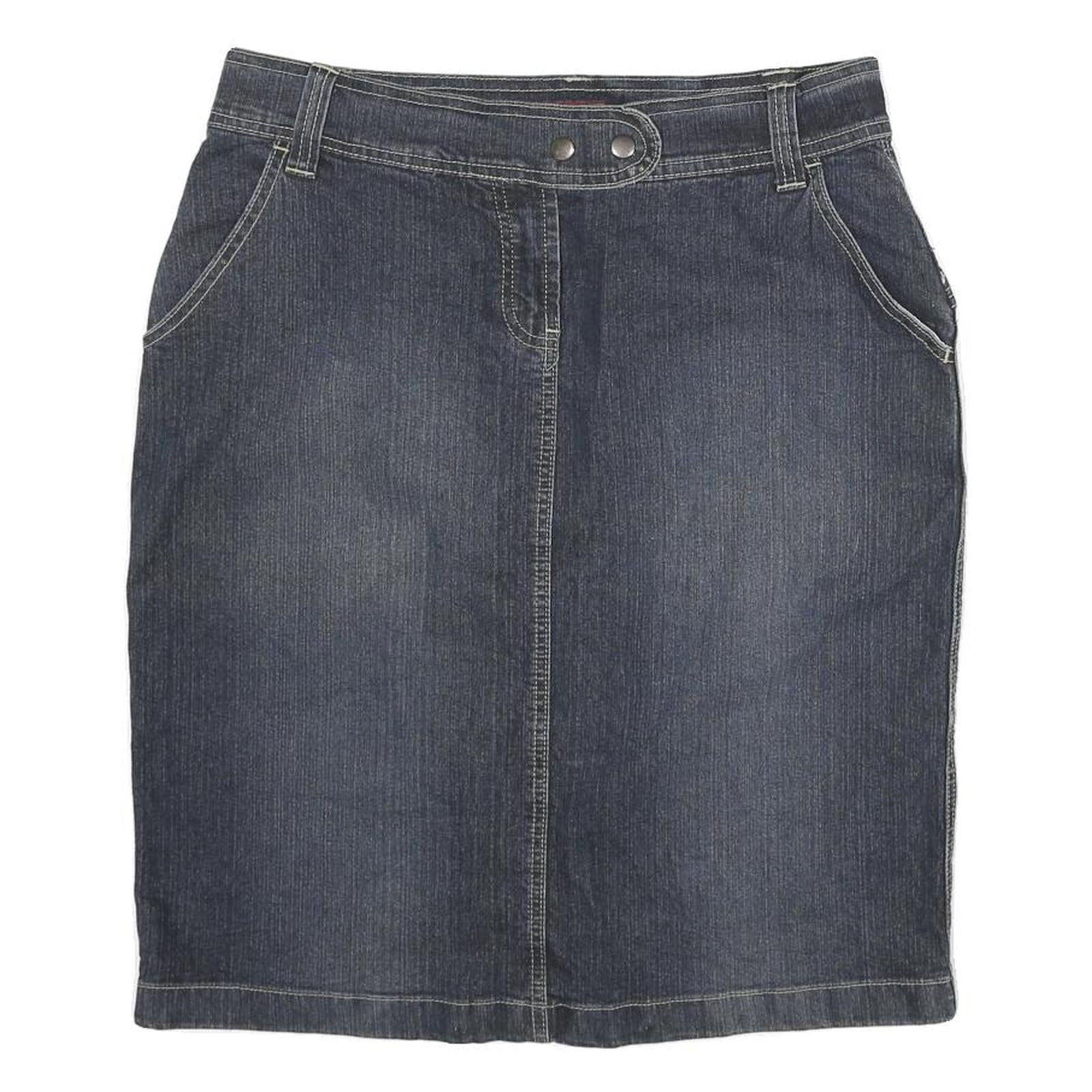 NEVADA Womens Blue Denim Straight Knee Length Cotton Blend XL Skirt Pockets Refurbished - N/A refurbished available on Cerqular