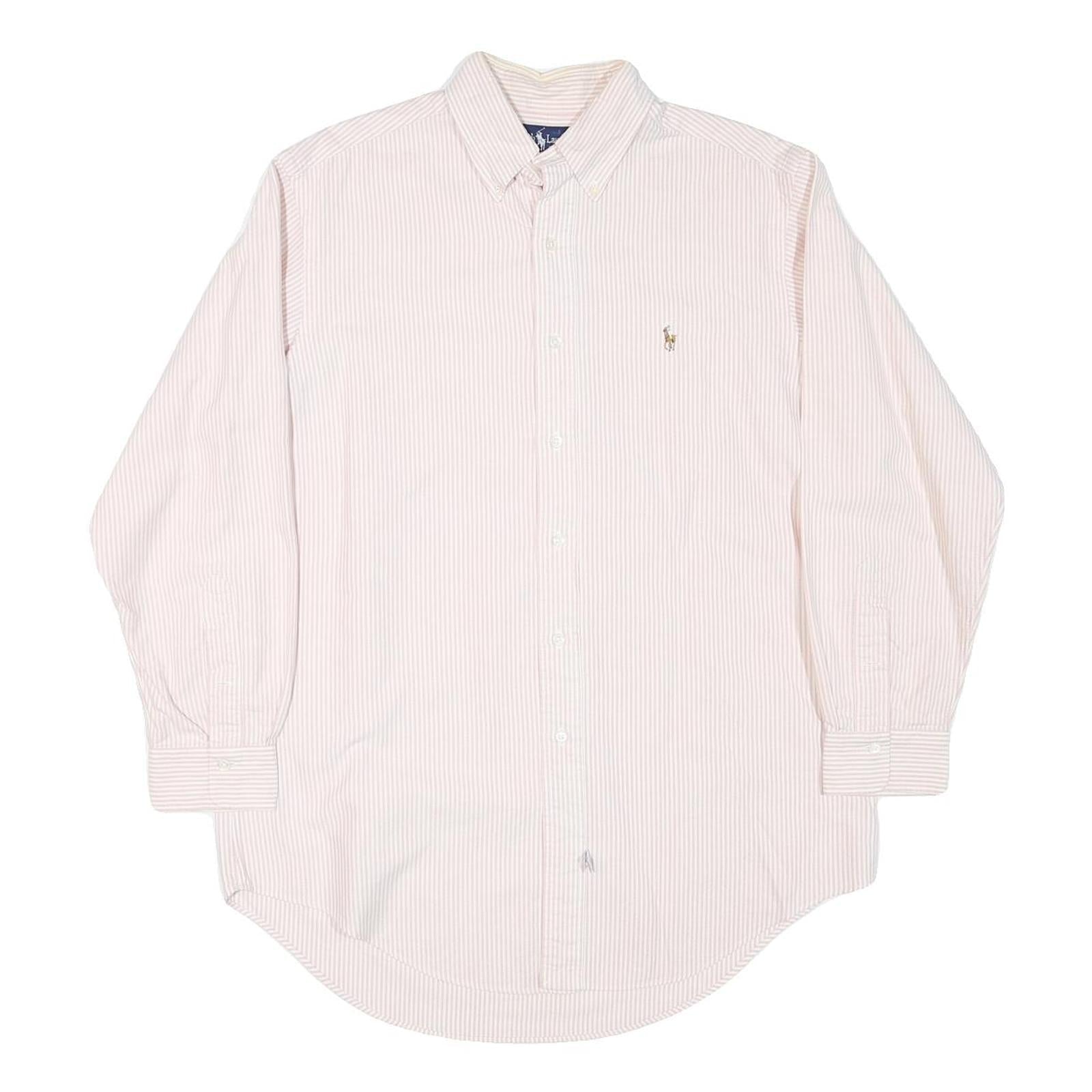 RALPH LAUREN Mens White & Red Striped Shirt L Classic Button-Down Long Sleeve Refurbished - N/A refurbished available on Cerqular