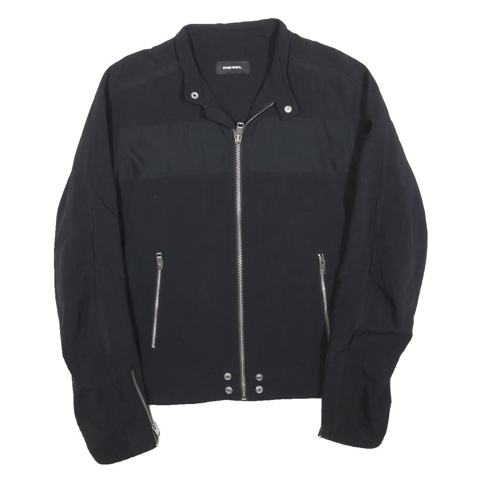 DIESEL Mens Black L Cotton Blend Jacket Zip Closure Stylish Casual L Refurbished - N/A refurbished available on Cerqular