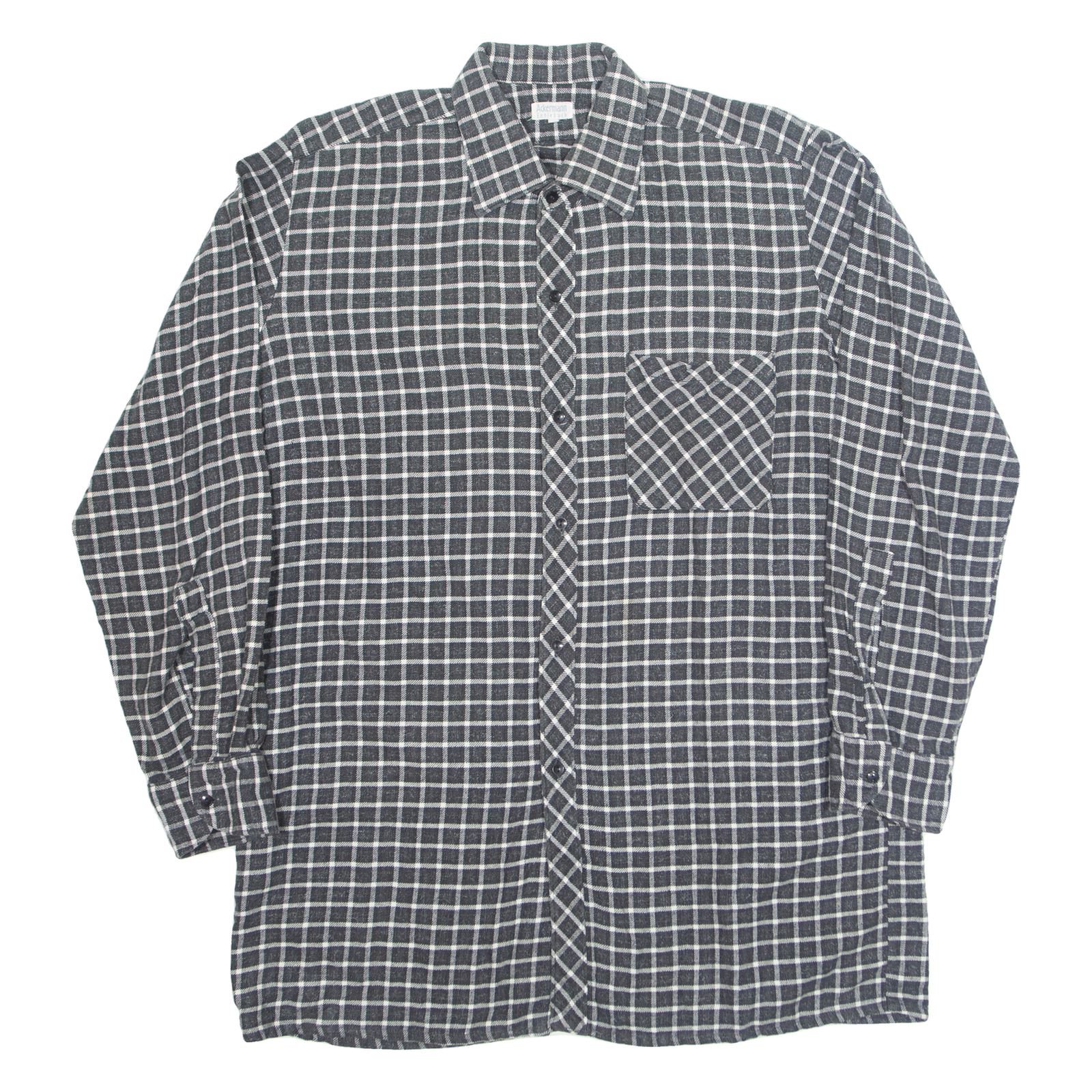 ACKERMANN Mens Shirt Grey Check Long Sleeve L Refurbished - N/A refurbished available on Cerqular