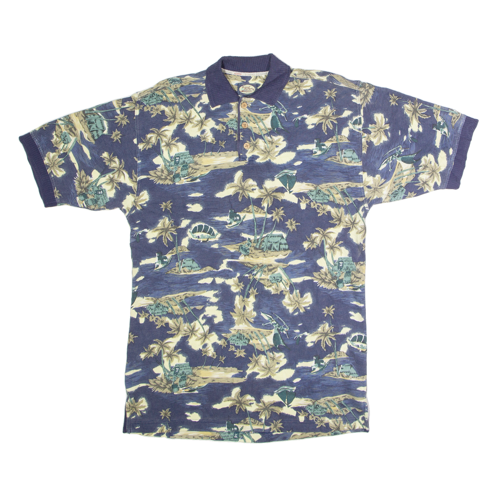 TOMMY BAHAMA Hawaiian Mens Polo Shirt Blue 90s Floral S Refurbished - N/A refurbished available on Cerqular