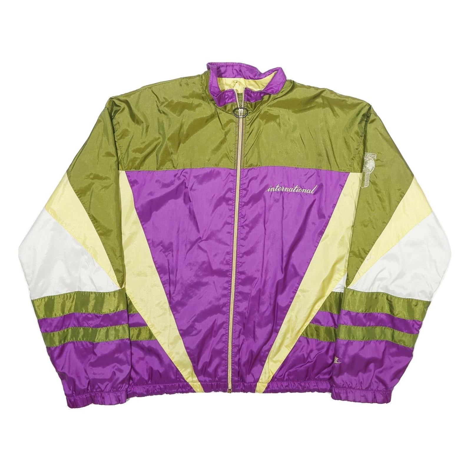 NIKE Womens Purple & Green Zip Nylon Sports Jacket M Colourblock Vintage Refurbished - N/A refurbished available on Cerqular