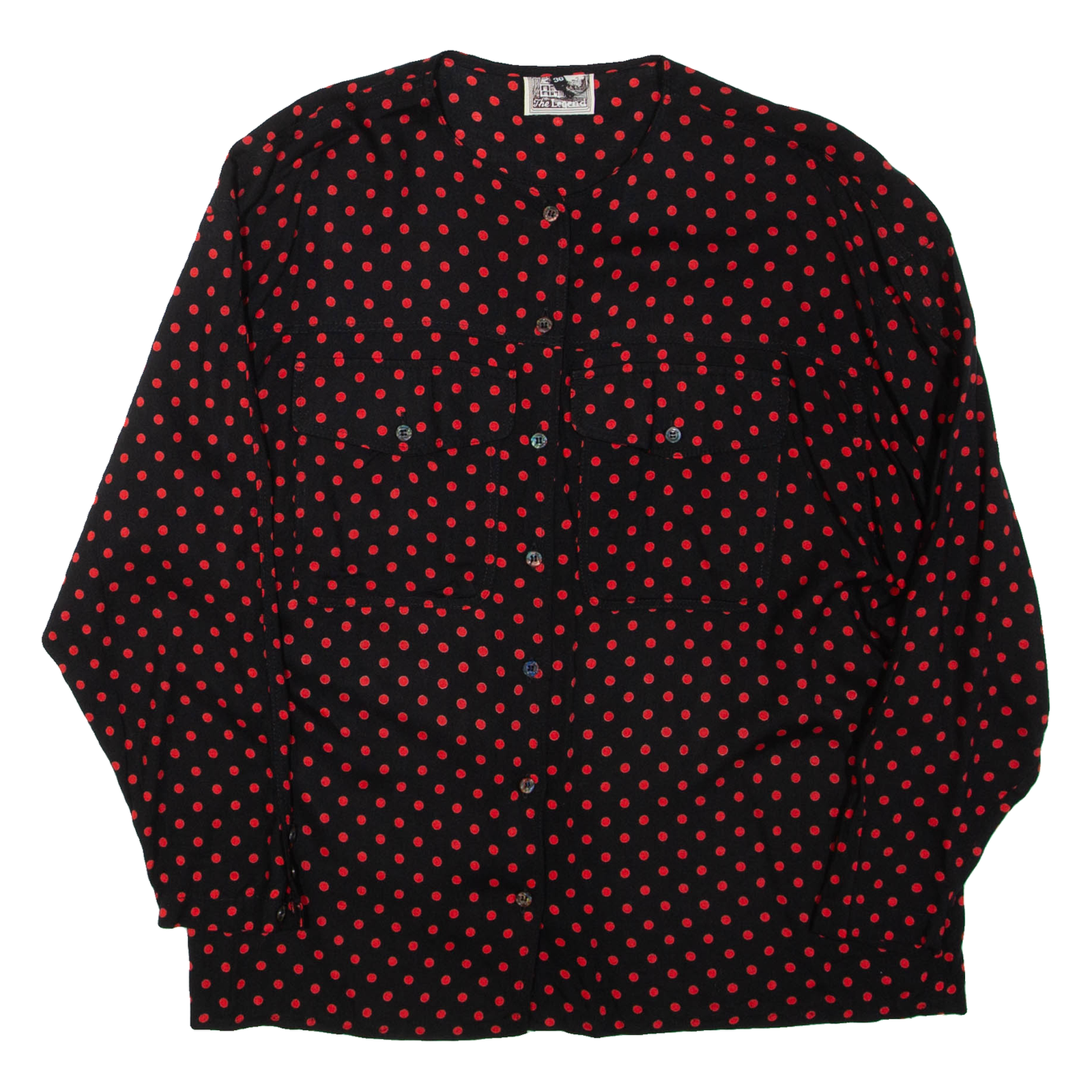 THE LEGEND Womens Printed Top Black Long Sleeve Spotted L Refurbished - N/A refurbished available on Cerqular