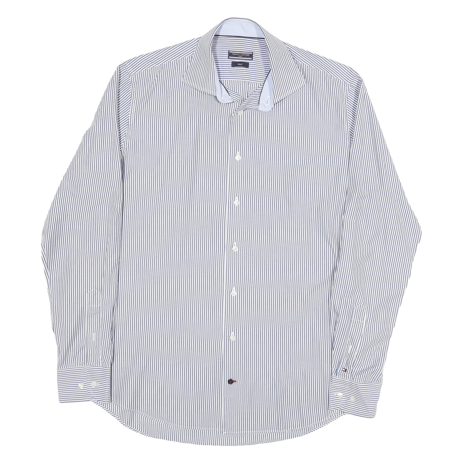 TOMMY HILFIGER Mens Blue & White Striped Shirt M Formal Button Closure Classic Refurbished - N/A refurbished available on Cerqular