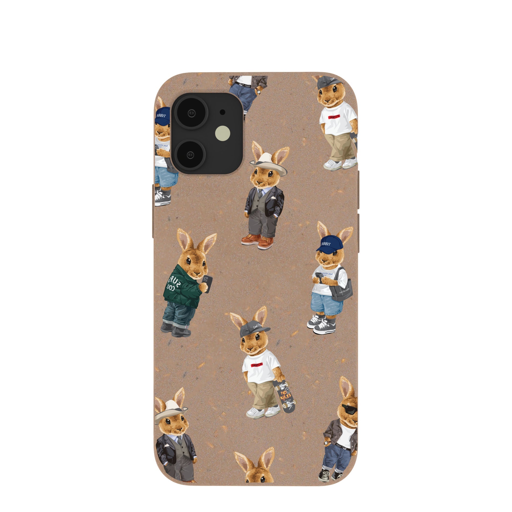 Chocolate Brown Rabbit Friends iPhone 12 Mini Case Refurbished - Pela Case refurbished available on Cerqular