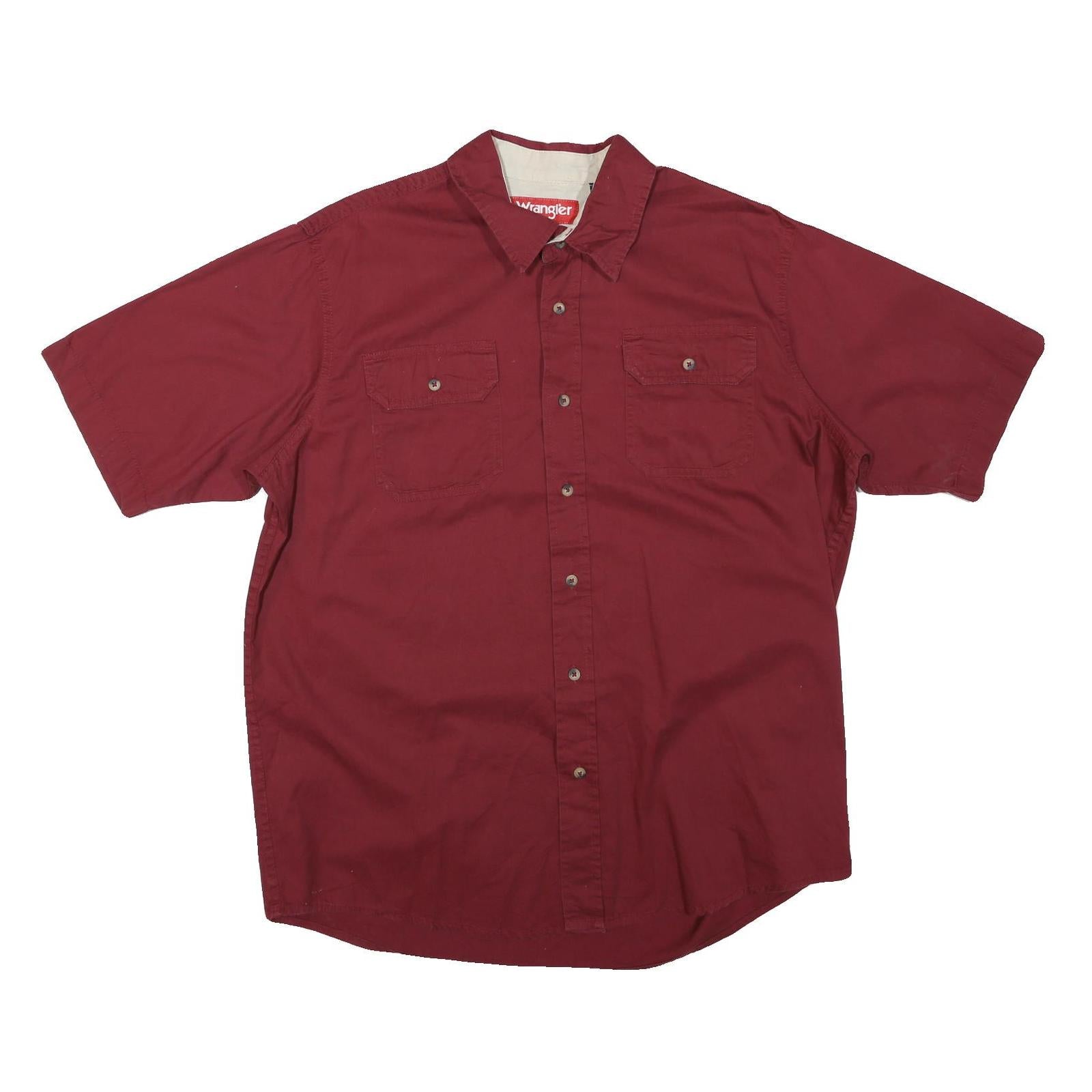 WRANGLER Mens Red Short Sleeve Cotton Blend Shirt L Casual Button Pocket Refurbished - N/A refurbished available on Cerqular