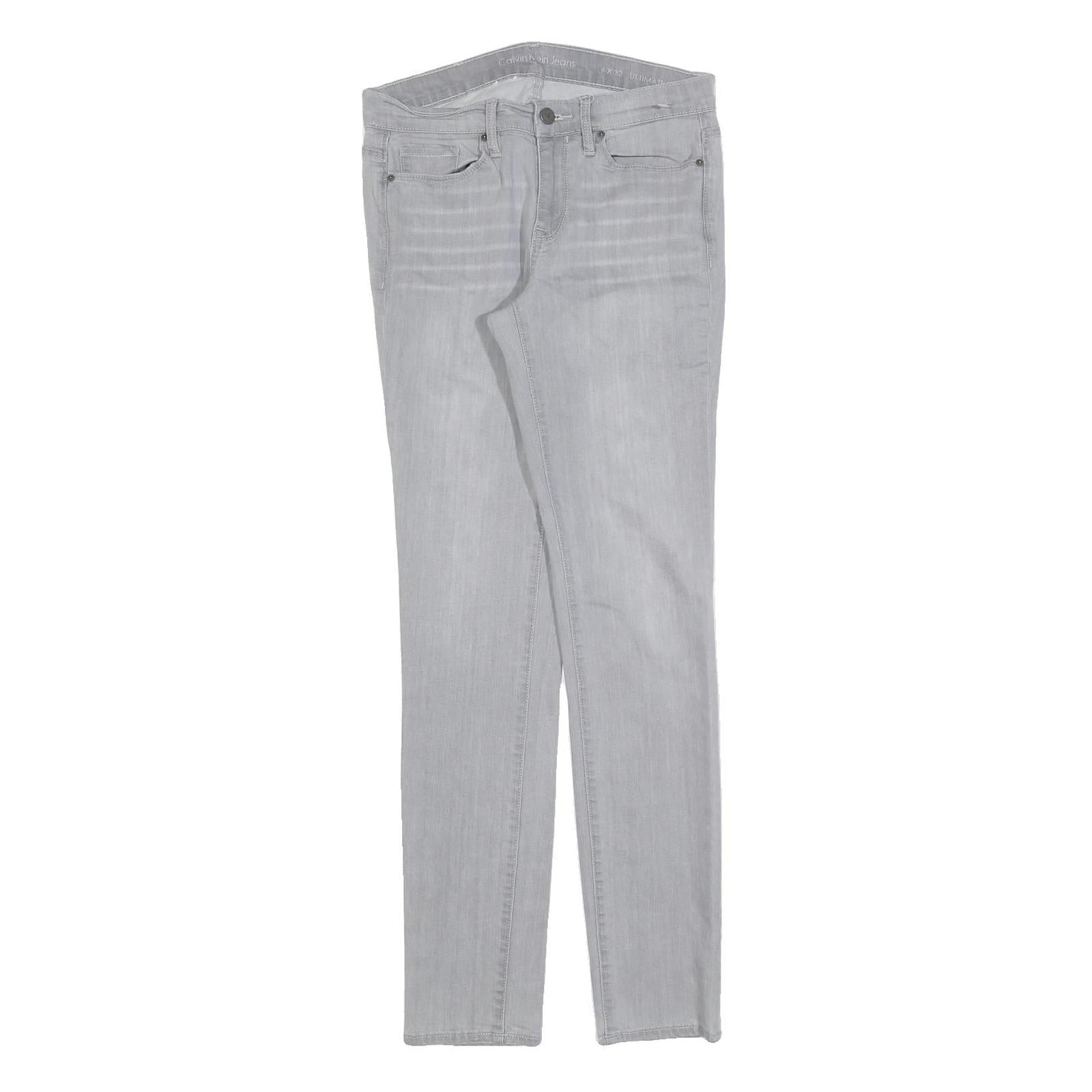 CALVIN KLEIN JEANS Womens Slim Grey Denim Light W28 L32 Slim Fit Zip Closure Refurbished - N/A refurbished available on Cerqular