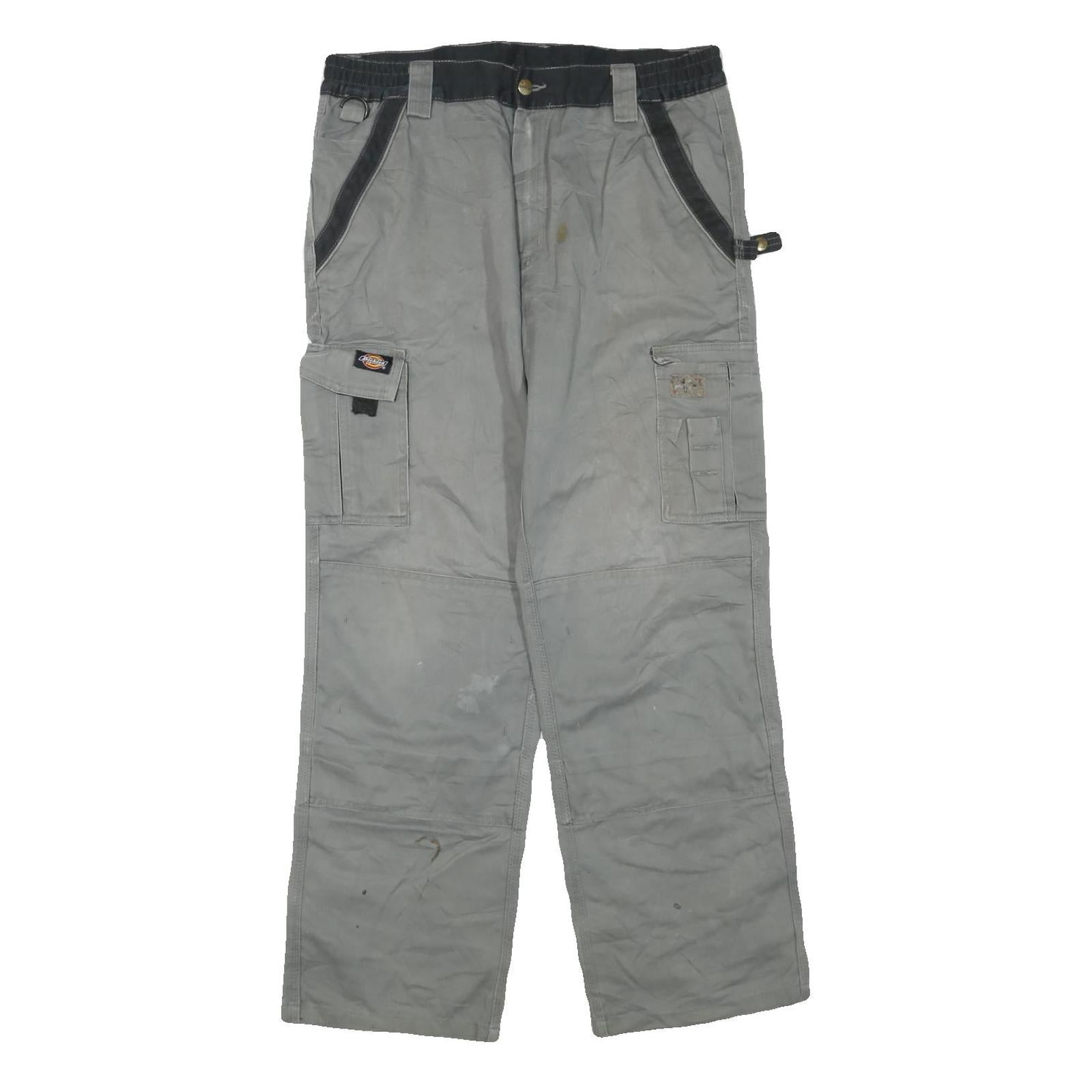 DICKIES Mens Regular Grey Cotton Blend Regular Fit Trousers W34 L30 Workwear Refurbished - N/A refurbished available on Cerqular