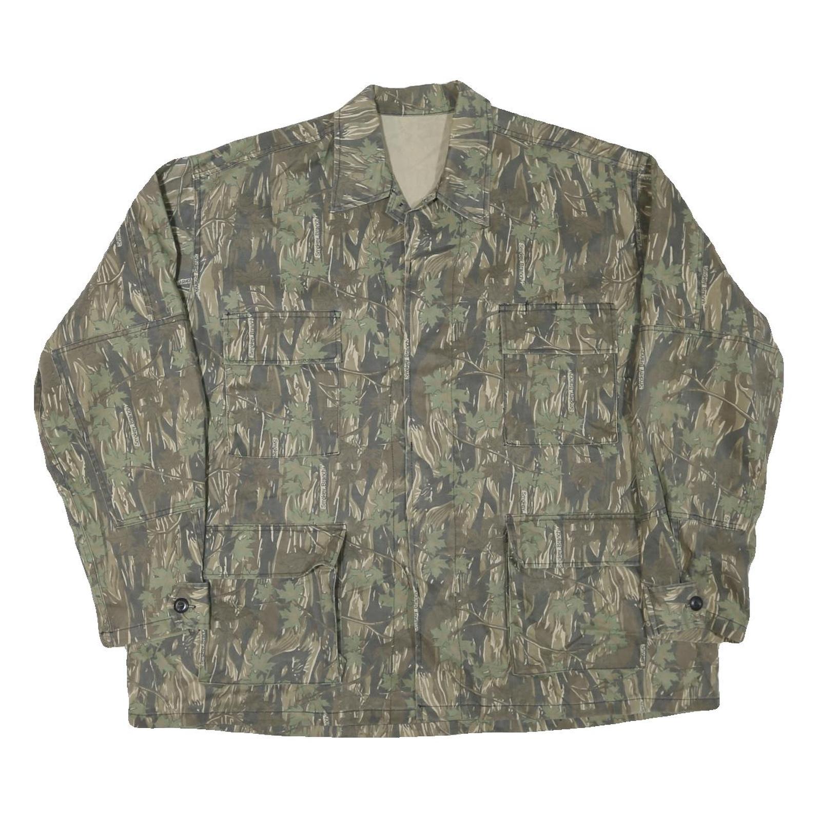 Mens Green Camouflage Button Jacket XL Cotton Blend Casual Outdoor Style Refurbished - N/A refurbished available on Cerqular
