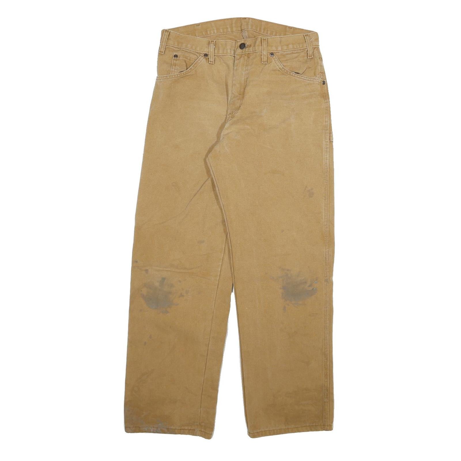 DICKIES Mens Regular Fit Beige Cotton Blend Zip Trousers W32 L30 Workwear Refurbished - N/A refurbished available on Cerqular