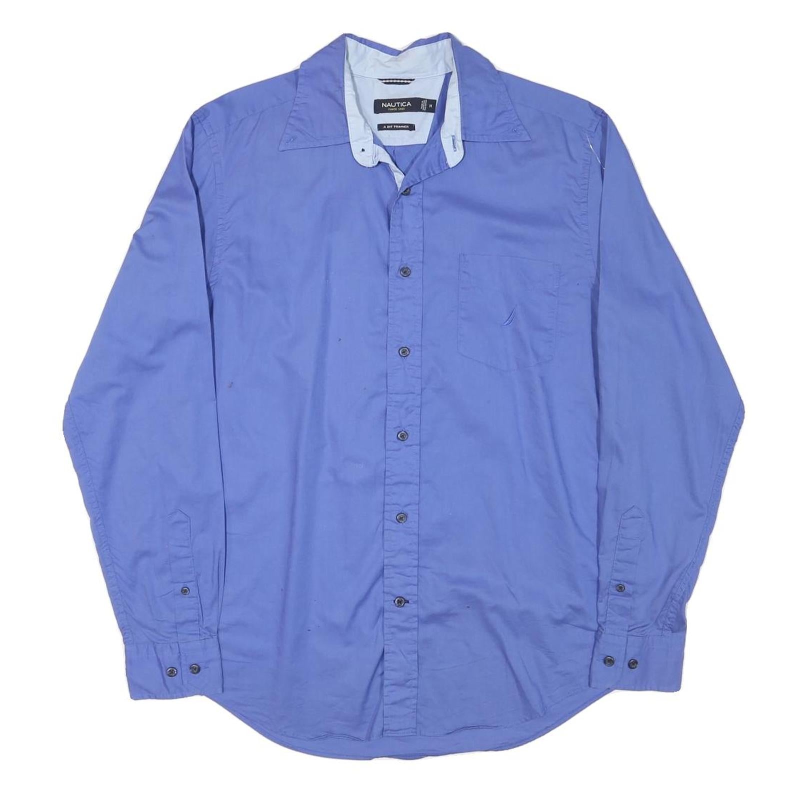 NAUTICA Mens Blue Cotton Blend Shirt M Classic Button-Down Long Sleeve Refurbished - N/A refurbished available on Cerqular