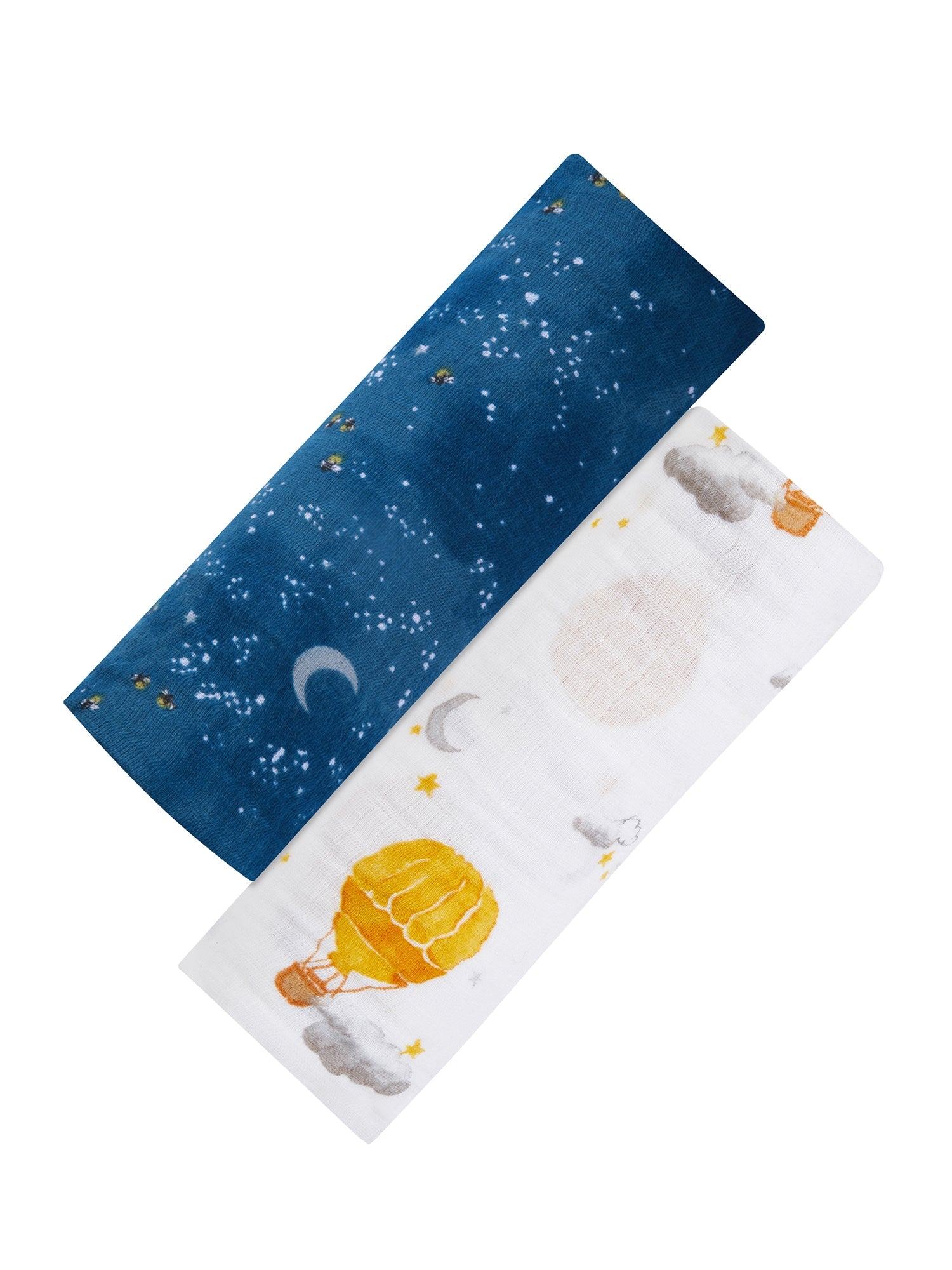 Organic Swaddle Set - Fly Me To The Moon (Starry Night & Hot Air Balloon) Refurbished - Malabar Baby refurbished available on Cerqular