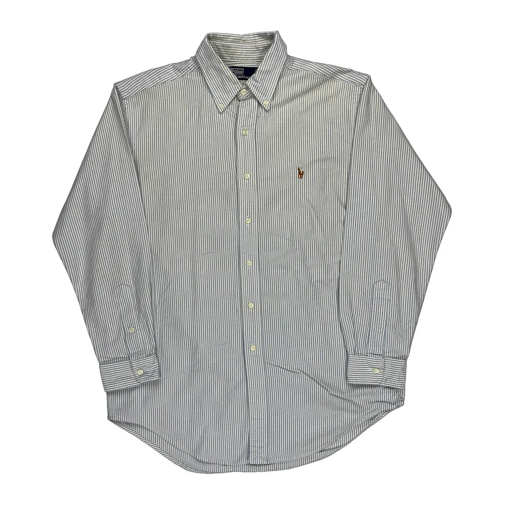 Polo By Ralph Lauren Striped Shirt - Large Blue Cotton Refurbished - Thrifted (note: this is a term often used to describe second- refurbished available on Cerqular