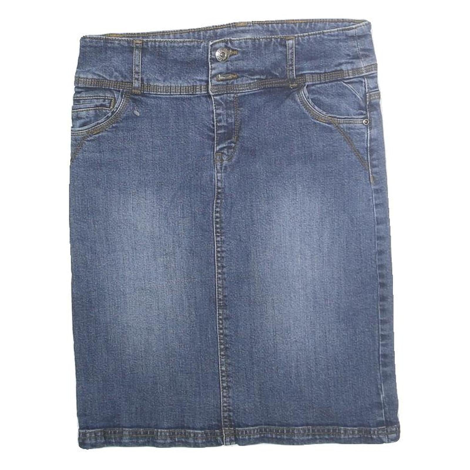 BOBA LOVE Womens Blue Denim Pencil Knee Length Cotton Skirt S Classic Casual Refurbished - N/A refurbished available on Cerqular