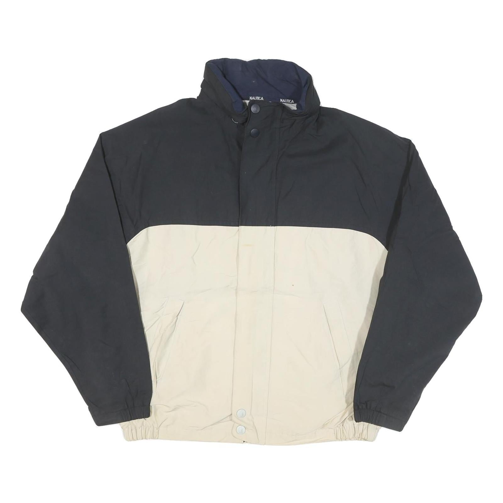 NAUTICA Mens Black & Cream Colourblock Jacket 2XL Polyester Blend Zip Refurbished - N/A refurbished available on Cerqular
