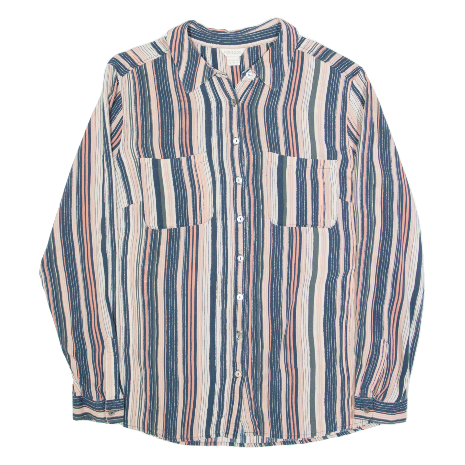 MONSOON Womens Shirt Black Striped Long Sleeve UK 10 Refurbished - N/A refurbished available on Cerqular