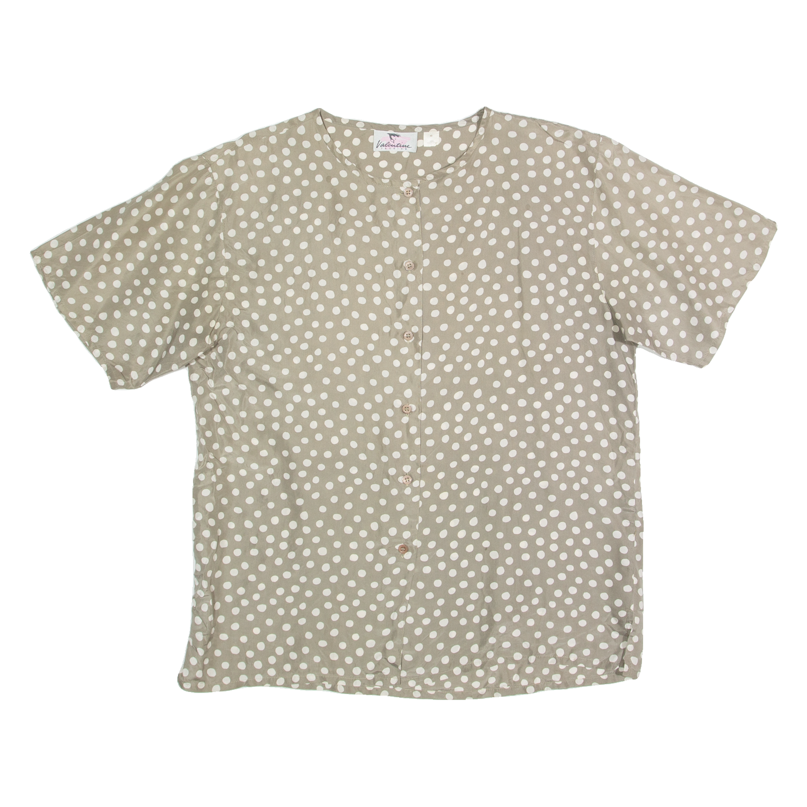 VALENTINE FASHION Womens Printed Shirt Grey 90s Silk Polka Dot M Refurbished - N/A refurbished available on Cerqular