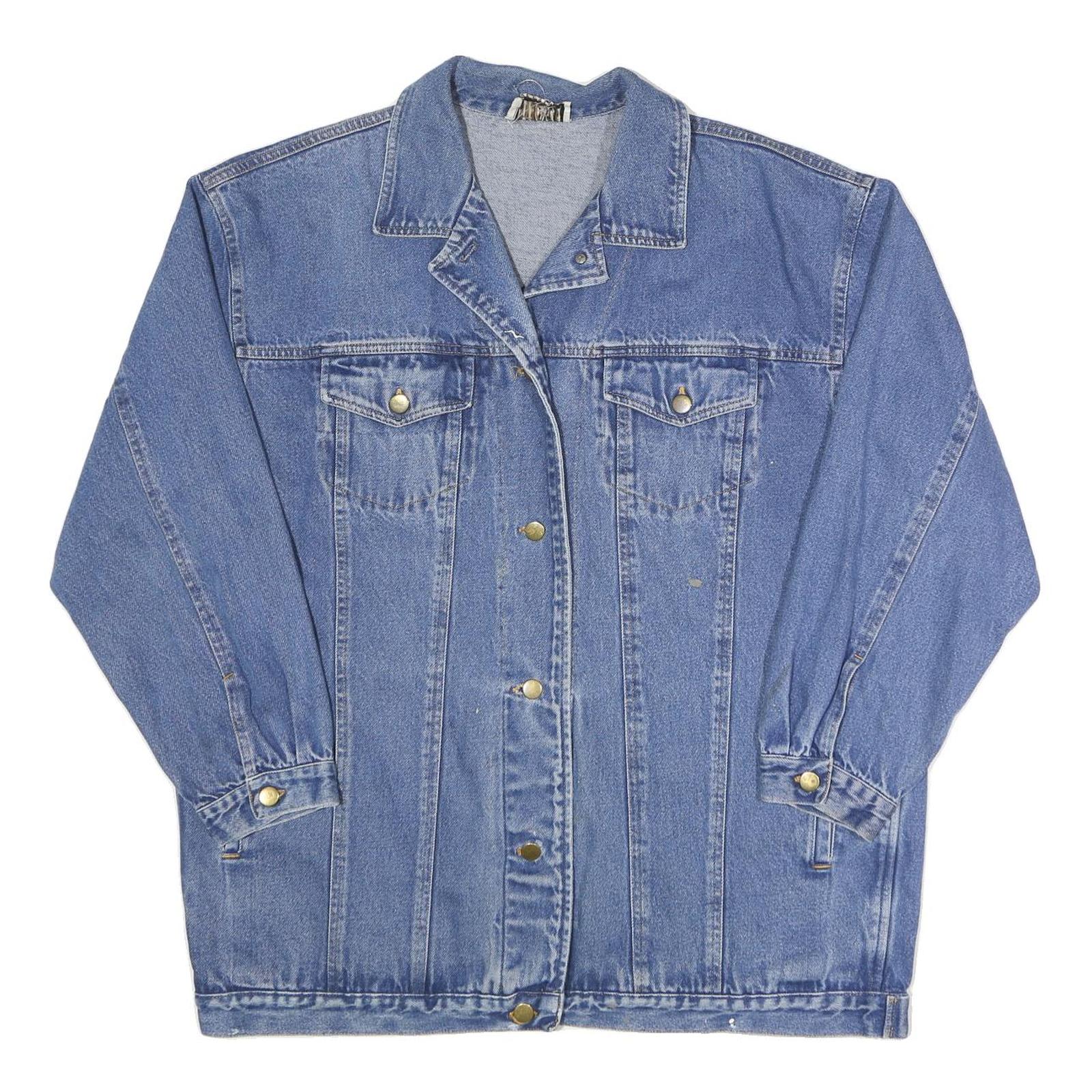 FORENZA Womens Blue Cotton Denim Jacket 2XL Classic Button Closure Relaxed Fit Refurbished - N/A refurbished available on Cerqular