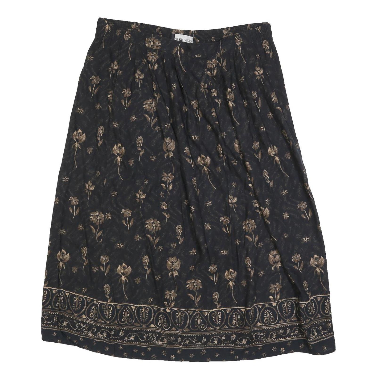 SAG HARBOR Womens Black & Beige Floral Midi Straight Skirt Cotton Blend L Refurbished - N/A refurbished available on Cerqular