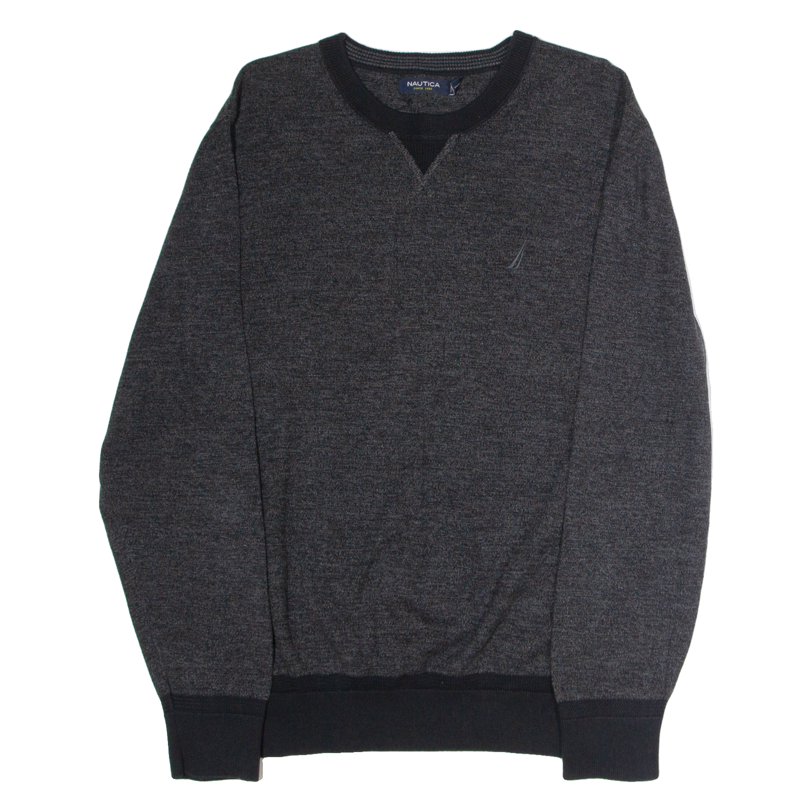 NAUTICA Mens Jumper Grey Crew Neck Tight Knit L Refurbished - N/A refurbished available on Cerqular