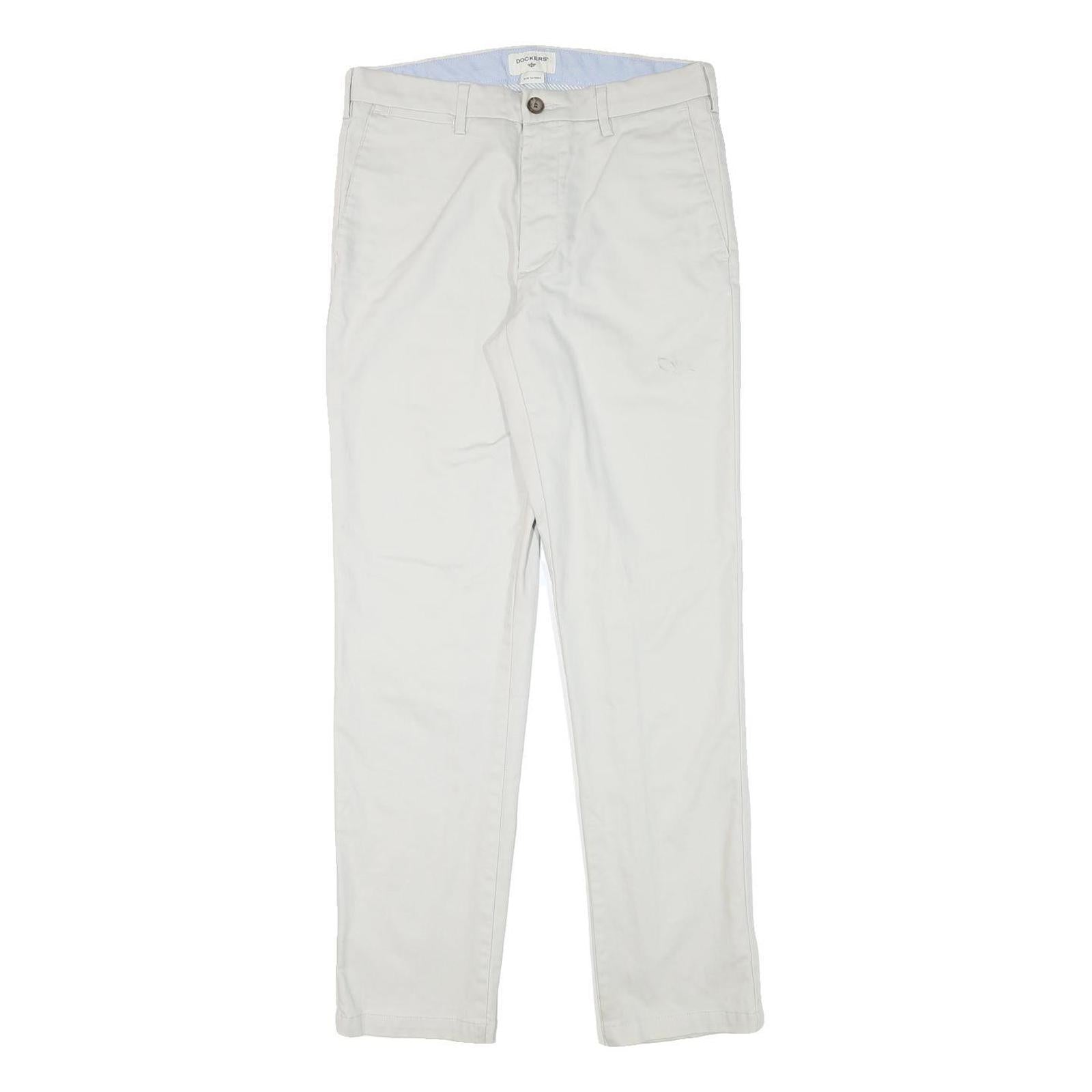 DOCKERS Mens Slim White Trousers W30 L30 Cotton Blend Zip Casual Smart Refurbished - N/A refurbished available on Cerqular