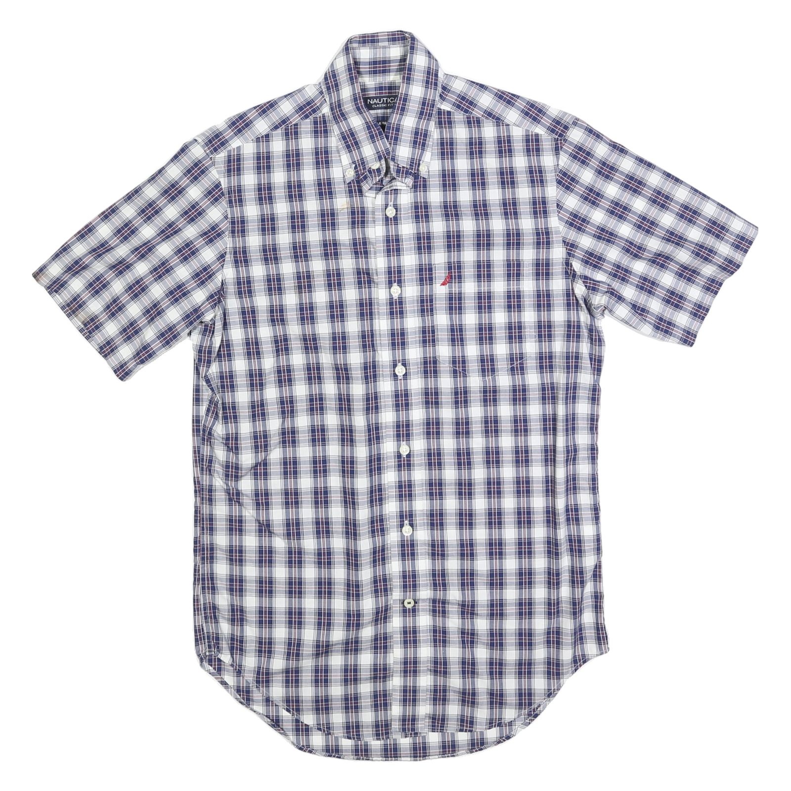 NAUTICA Mens Blue & White Check Shirt XS Classic Fit Button-Down Collar Short Refurbished - N/A refurbished available on Cerqular