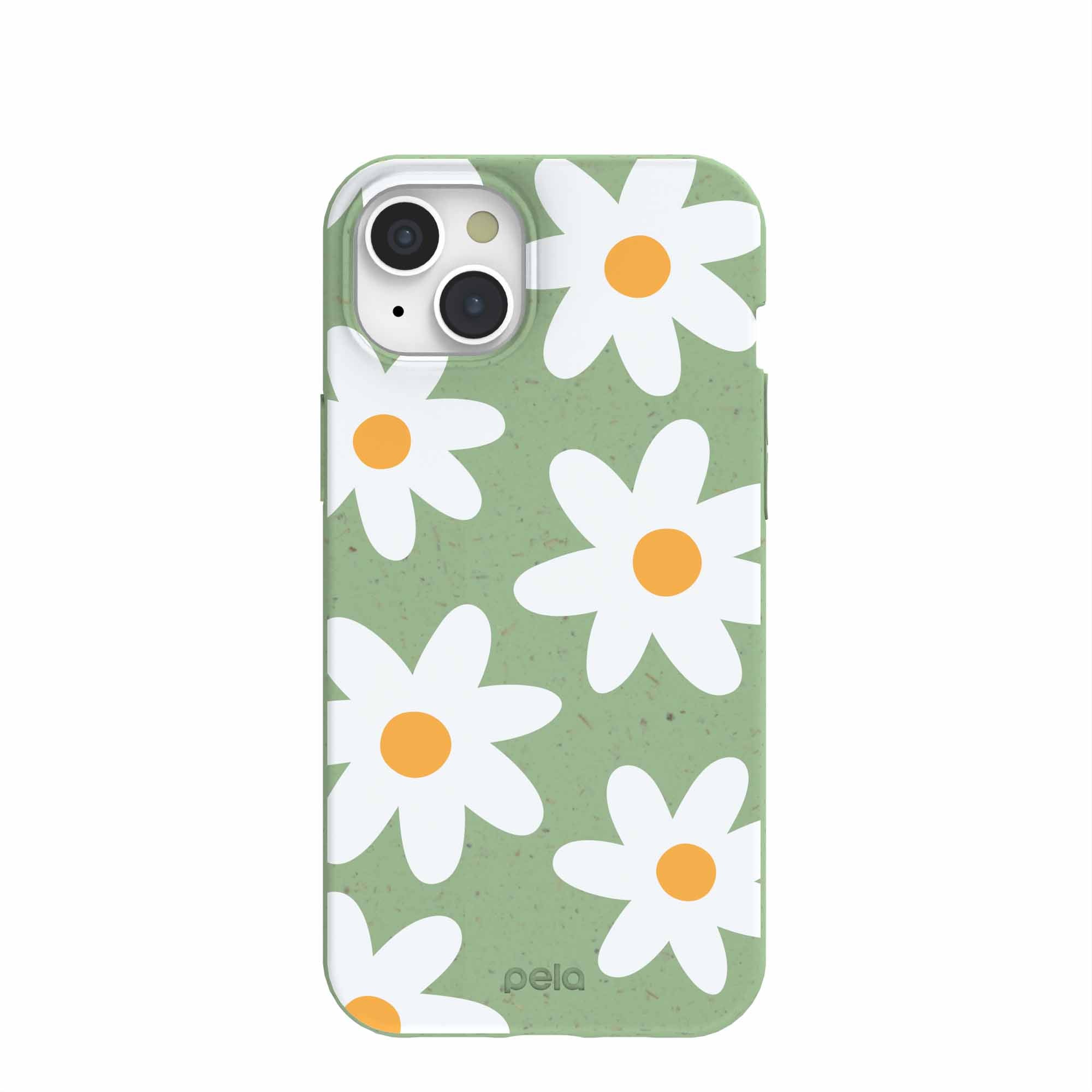 Sage Green Daisy iPhone 15 Plus Case Refurbished - Pela Case refurbished available on Cerqular