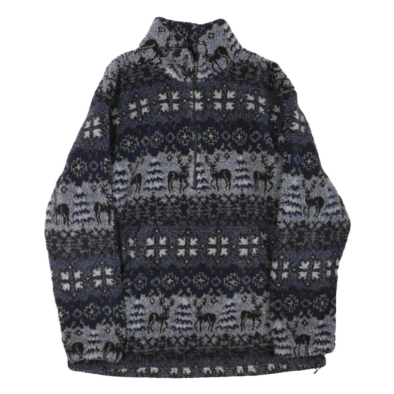WOOLRICH Mens Blue Black Zip Jacket L Polyester Blend Patterned Fleece Winter Refurbished - N/A refurbished available on Cerqular