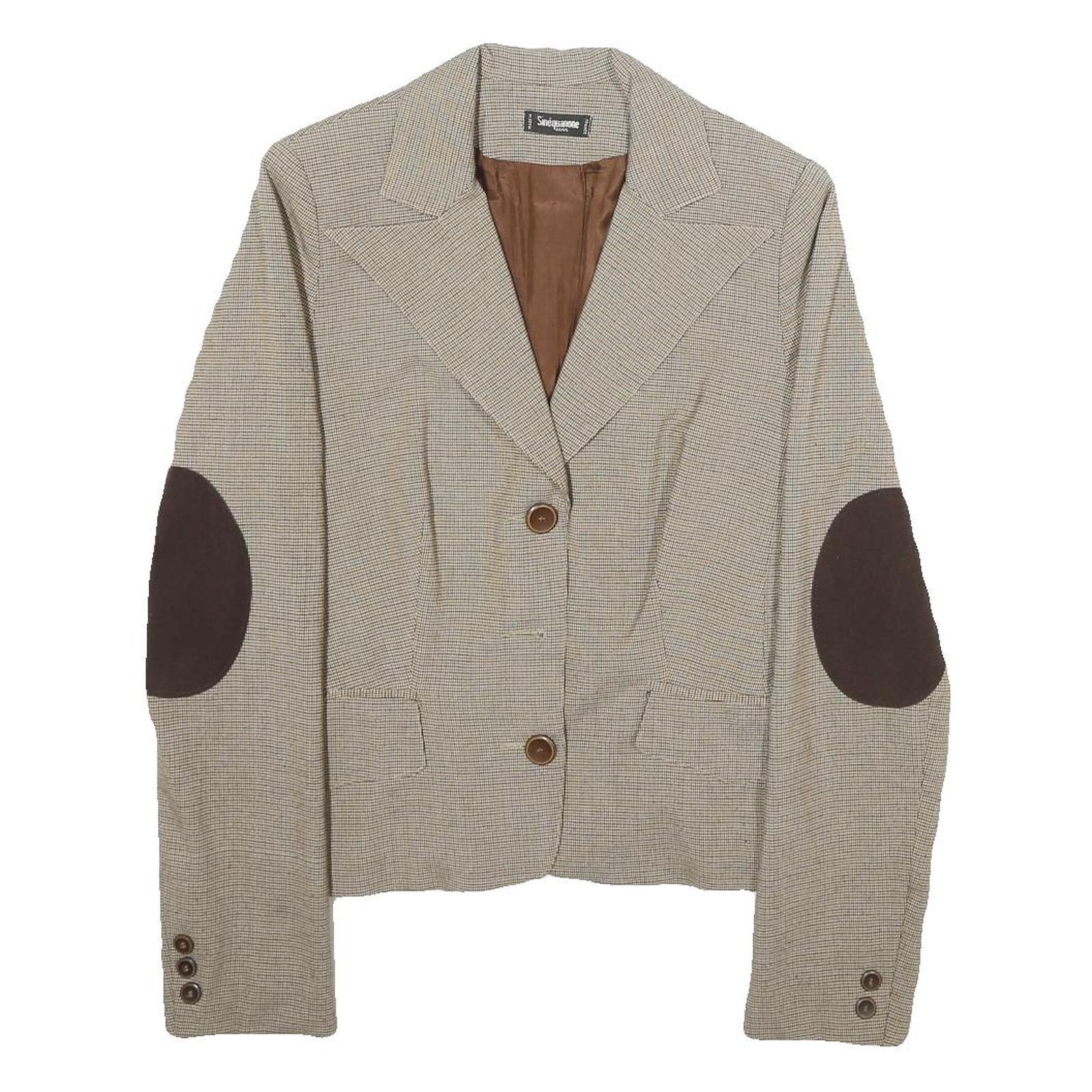 SINEQUANONE Womens Beige & Brown Checked Button Jacket UK 10 Viscose Blend Refurbished - N/A refurbished available on Cerqular