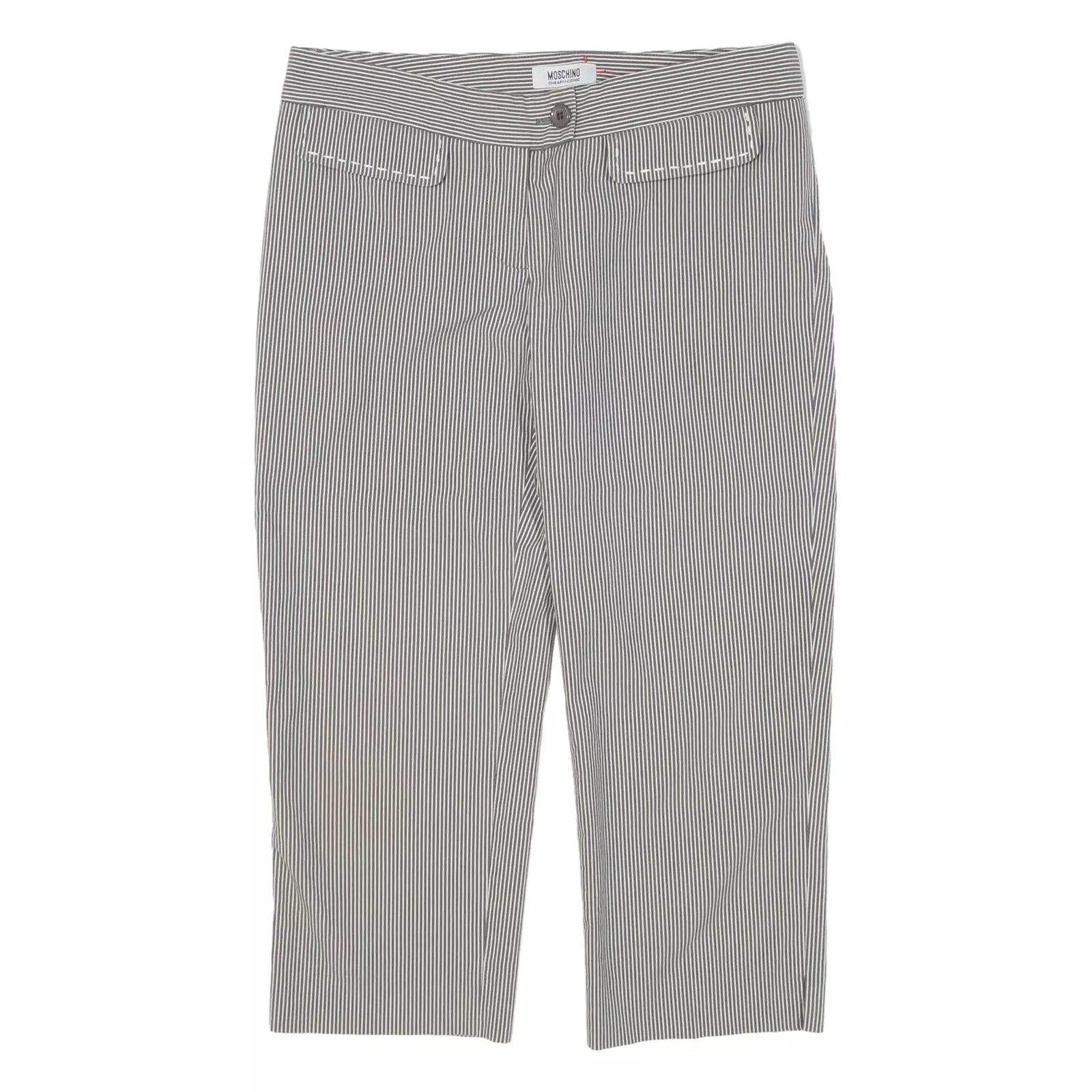 MOSCHINO CHEAP AND CHIC Striped Cropped Womens Trousers Grey Straight W30 L20 Refurbished - N/A refurbished available on Cerqular