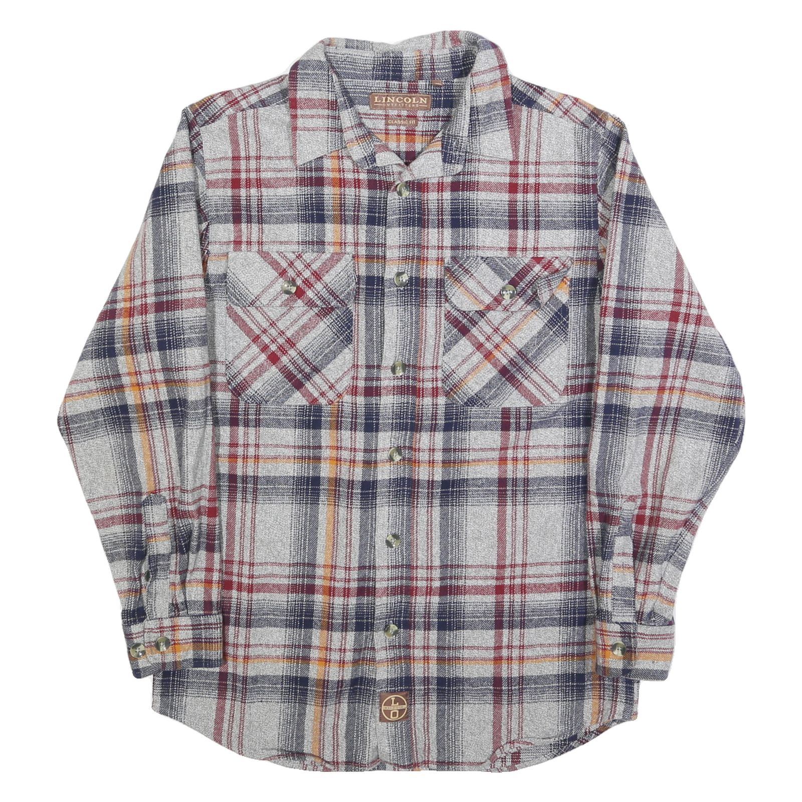 LINCOLN Mens Grey & Red Checked Cotton Shirt M Button Closure Long Sleeve Refurbished - N/A refurbished available on Cerqular