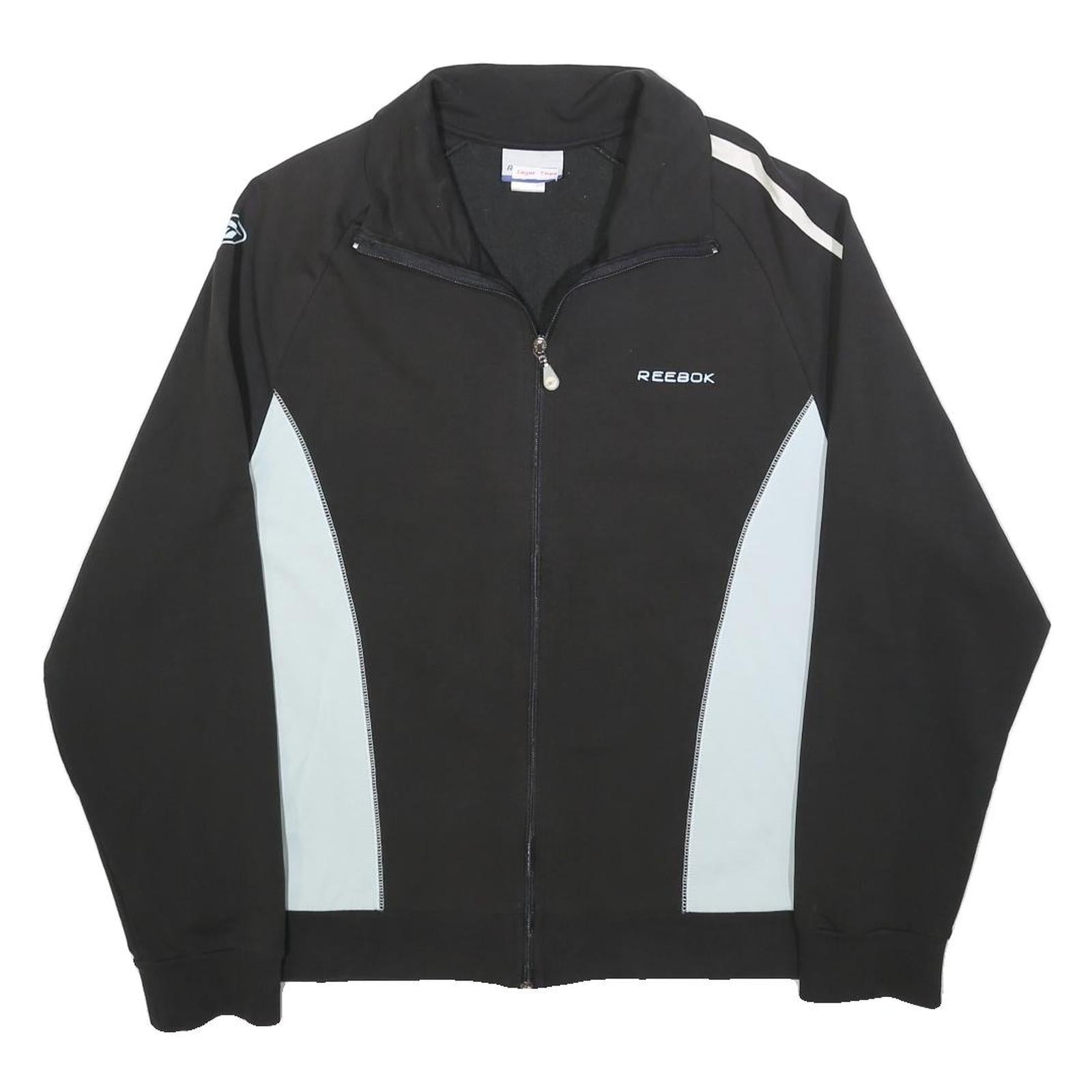 REEBOK Mens Black & White Track Jacket M Cotton Blend Zip Sportswear Activewear Refurbished - N/A refurbished available on Cerqular