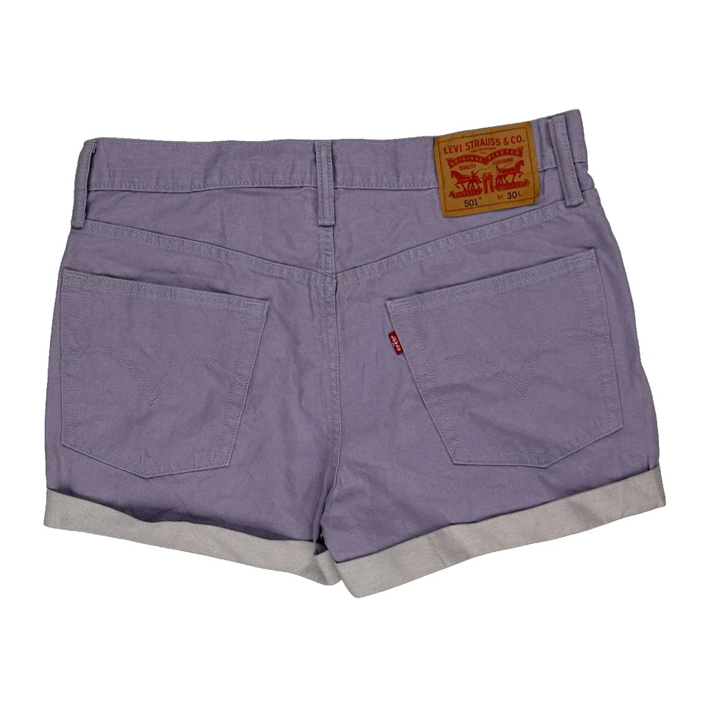 Levis Denim Shorts - 32W UK 12 Purple Cotton Refurbished - Thrifted (note: this is a term often used to describe second- refurbished available on Cerqular
