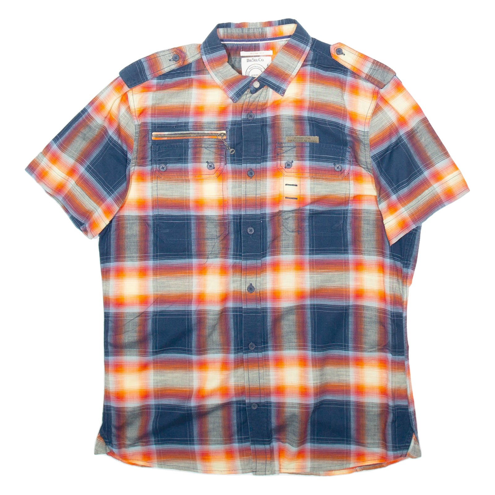 DIESEL Slim Fit Mens Shirt Blue Check L Refurbished - N/A refurbished available on Cerqular