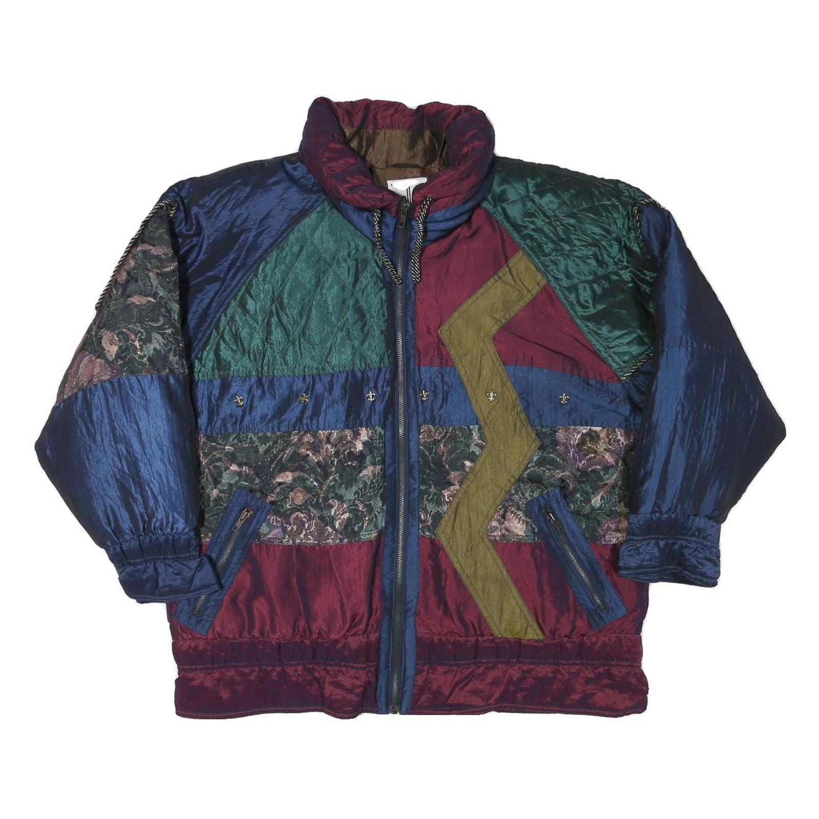 J GALLERY Womens Blue Green Burgundy Mixed Pattern Jacket M Polyester Blend Zip Refurbished - N/A refurbished available on Cerqular