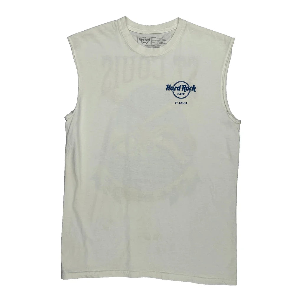 Buy St. Louis Hard Rock Cafe Single Stitch Vest - Medium White Cotton Refurbished - $22.77 St. Louis Hard Rock Cafe Single Stitch Vest - Medium White Cotton Refurbished - Thrifted (note: this is a term often used to describe second- refurbished available on Cerqular
