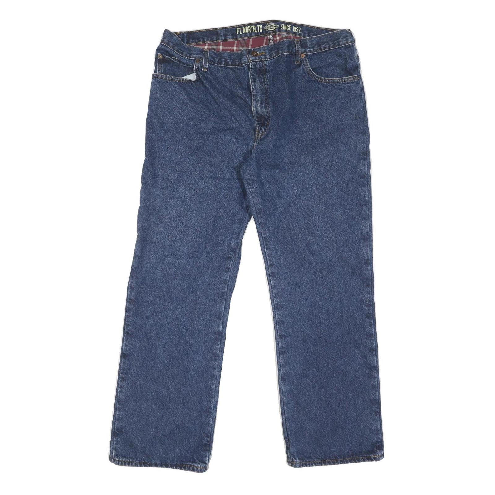 DICKIES Mens Blue Regular Straight Leg Denim Cotton Blend Medium W38 L30 Refurbished - N/A refurbished available on Cerqular